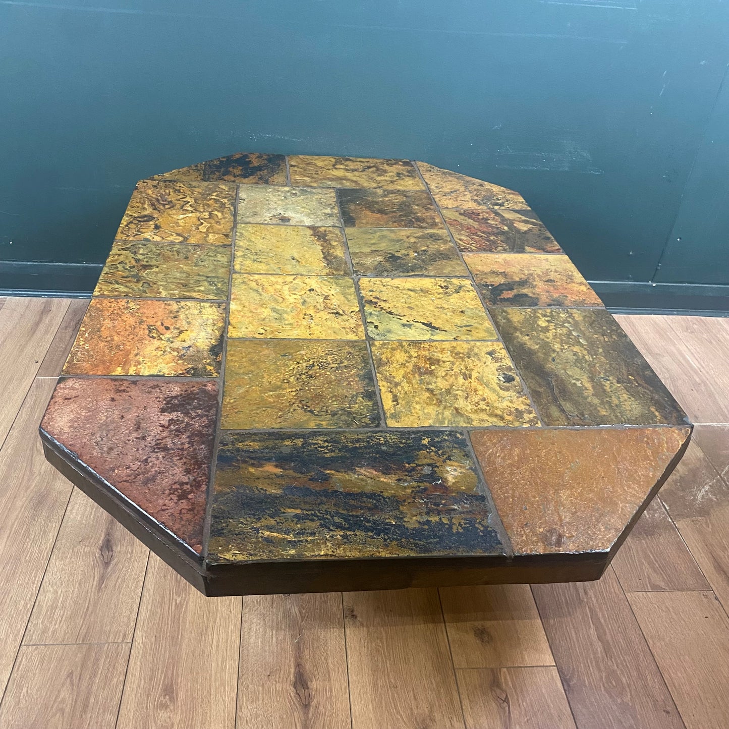 Brutalist vintage slate coffee table