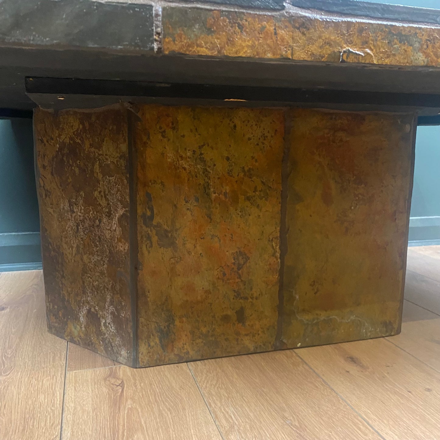 Brutalist vintage slate coffee table