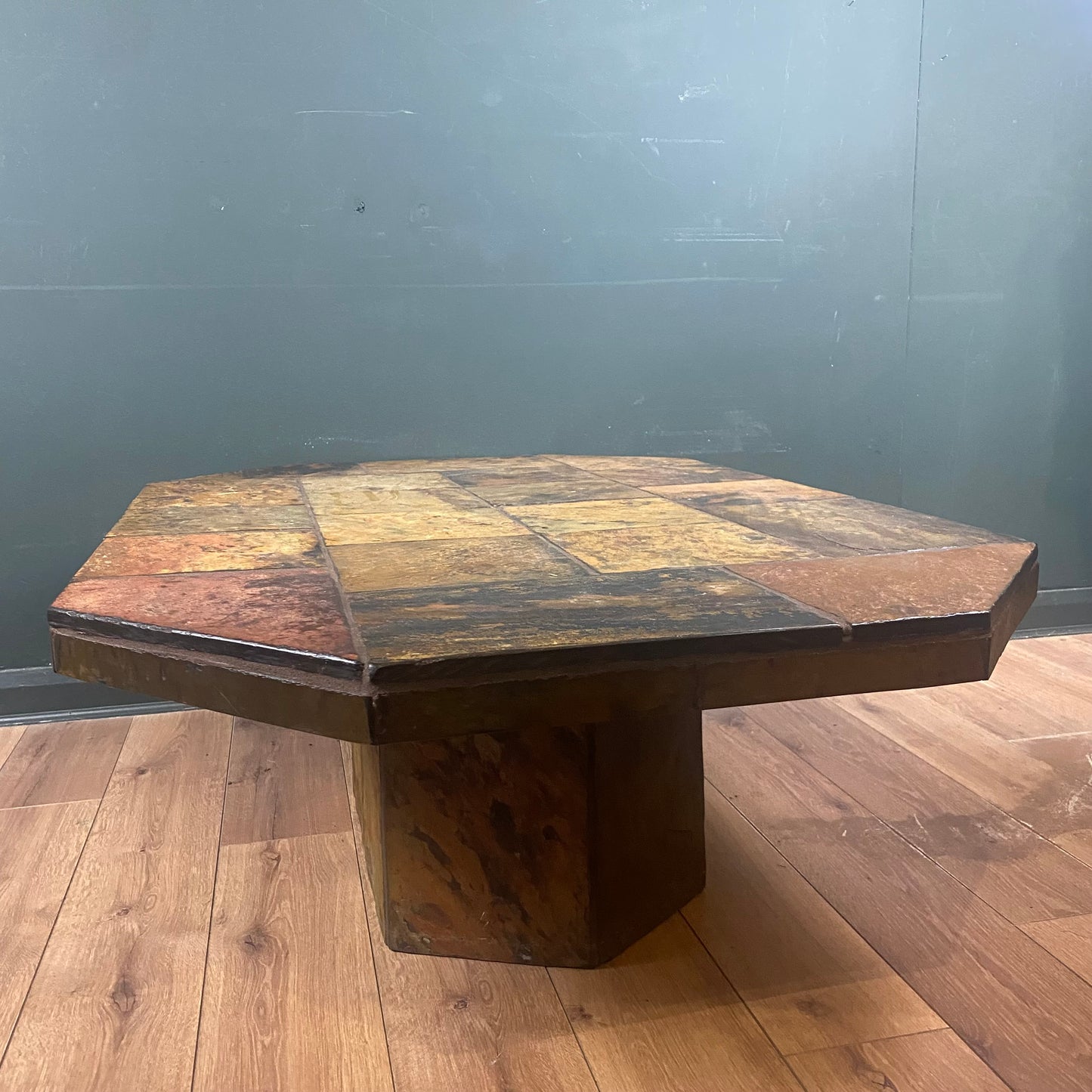 Brutalist vintage slate coffee table