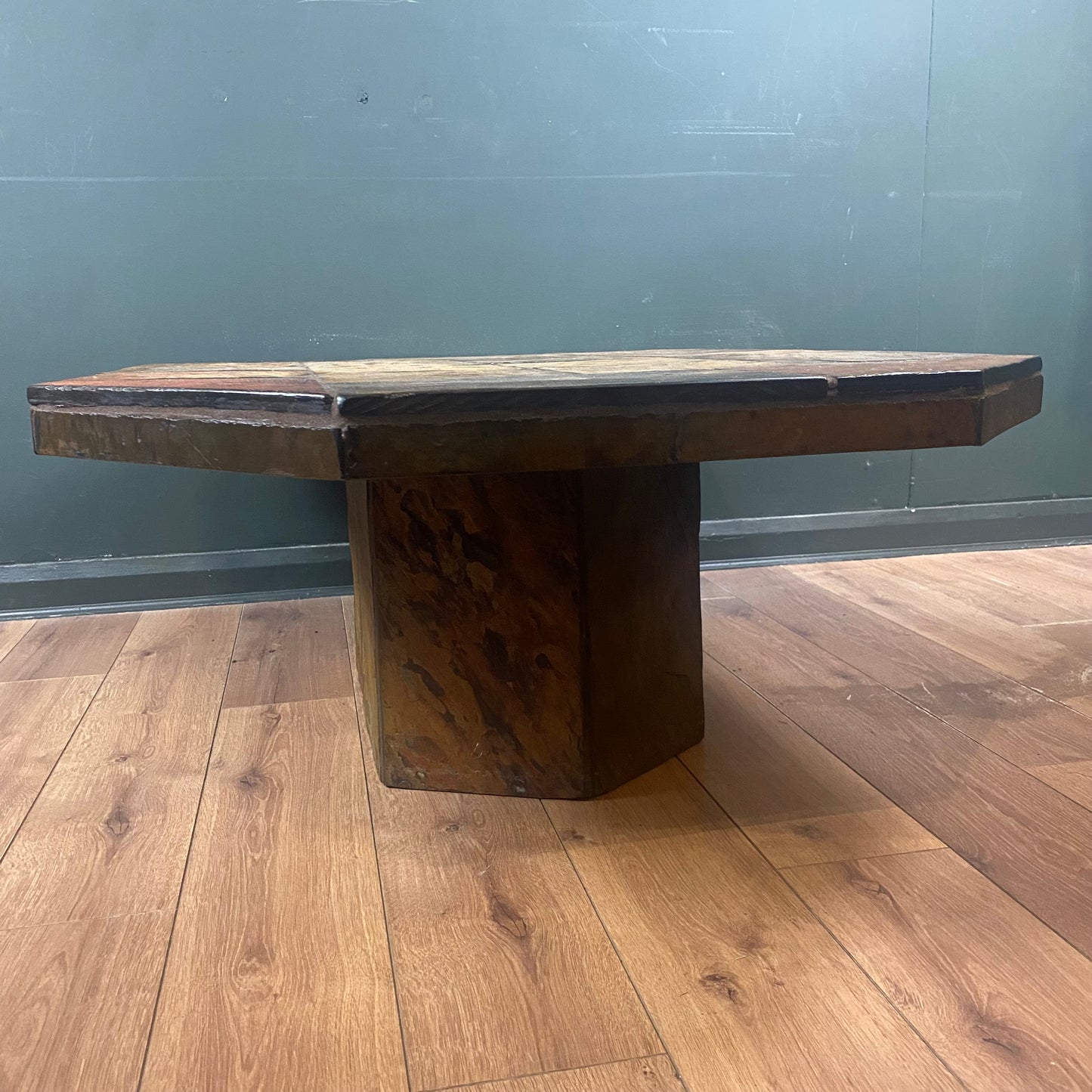 Brutalist vintage slate coffee table