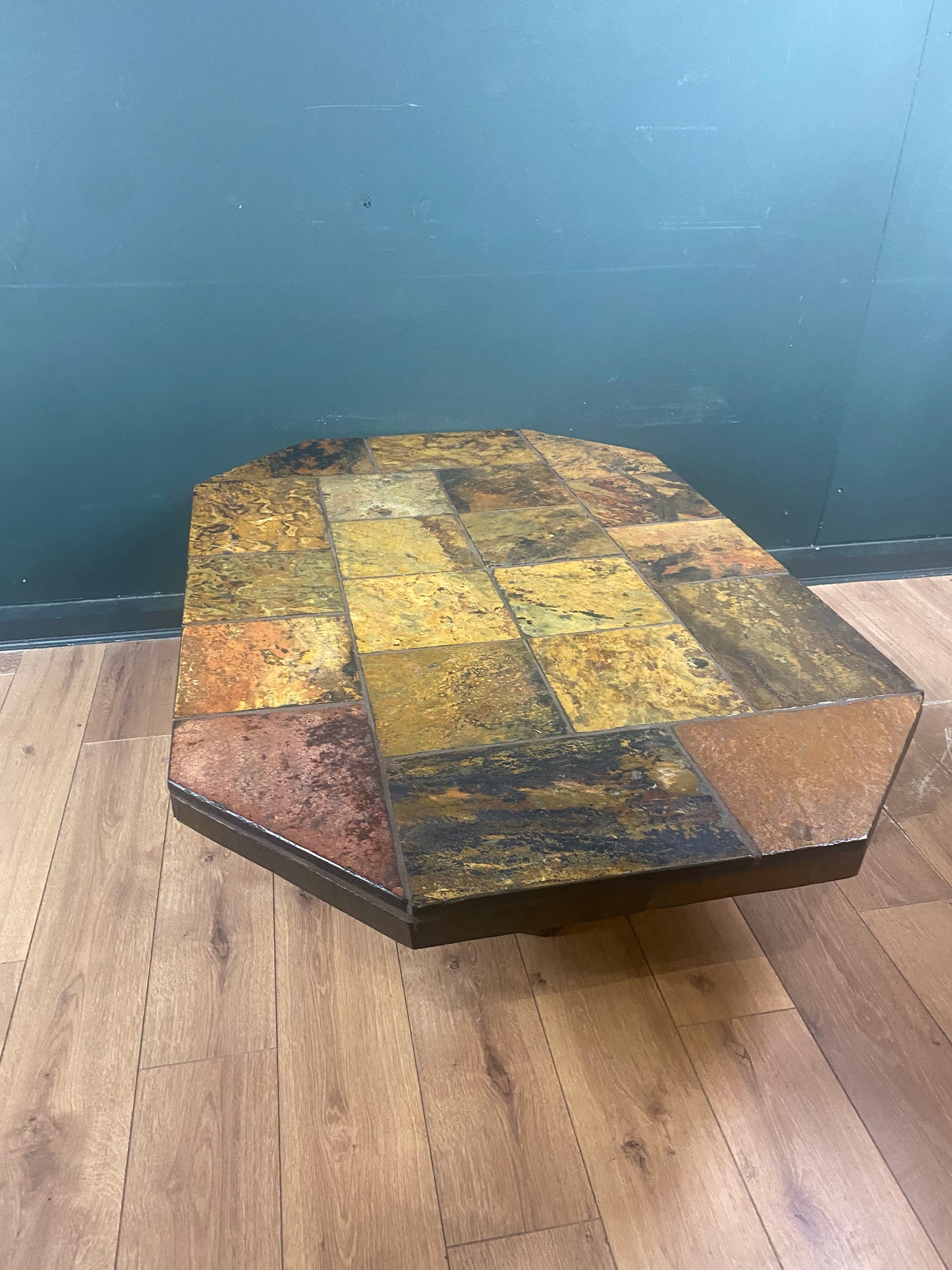 Brutalist vintage slate coffee table