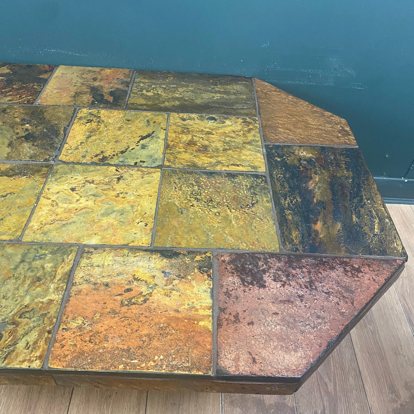 Brutalist vintage slate coffee table