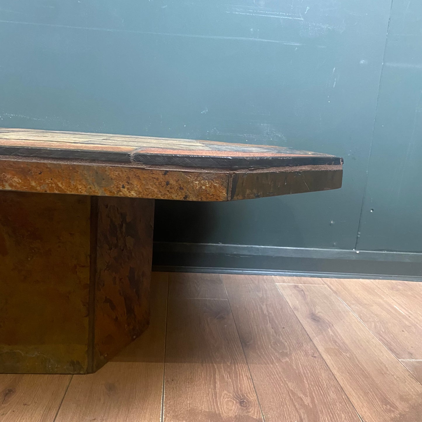 Brutalist vintage slate coffee table
