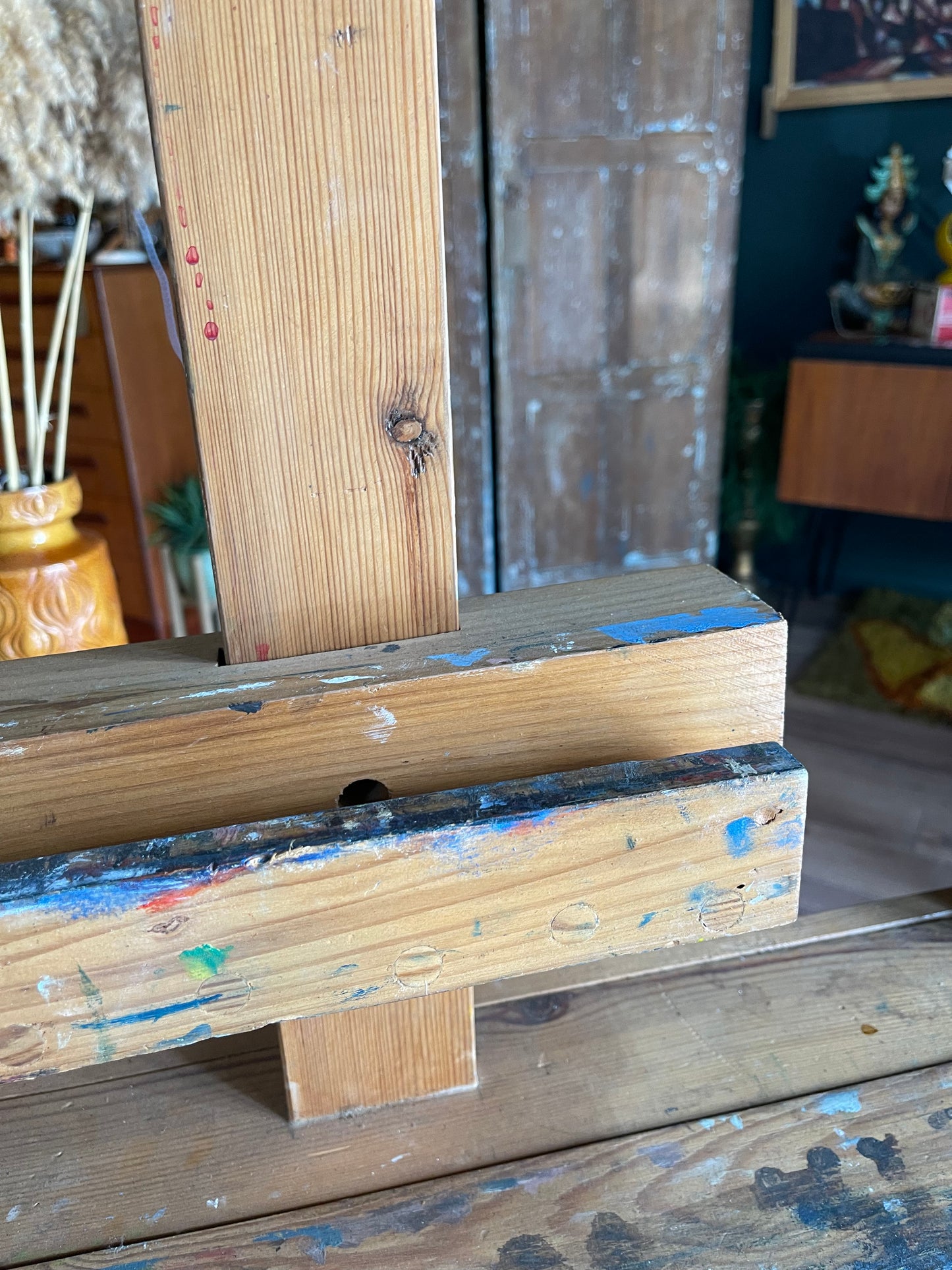 Antique beech wood large artist's easel