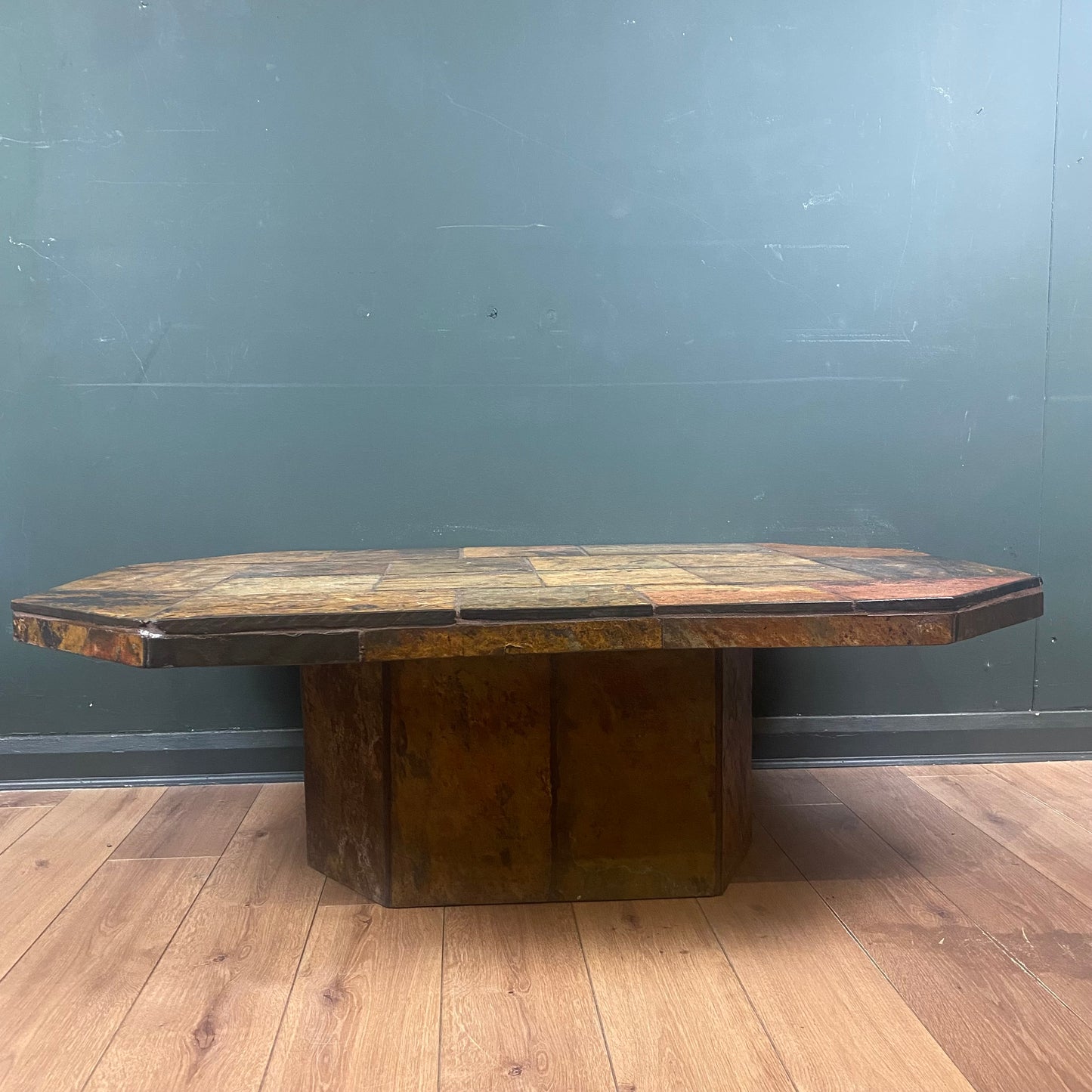 Brutalist vintage slate coffee table