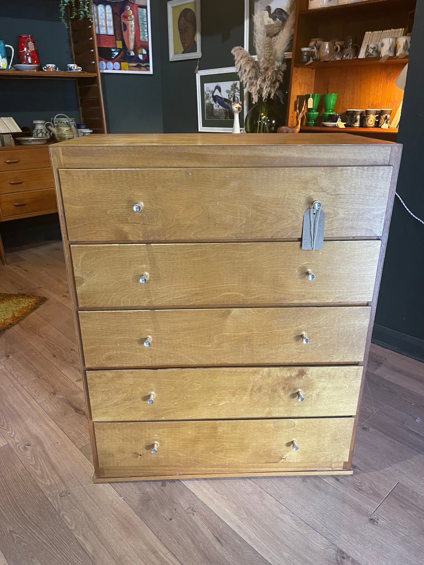 Liden midcentury plywood chest of drawers