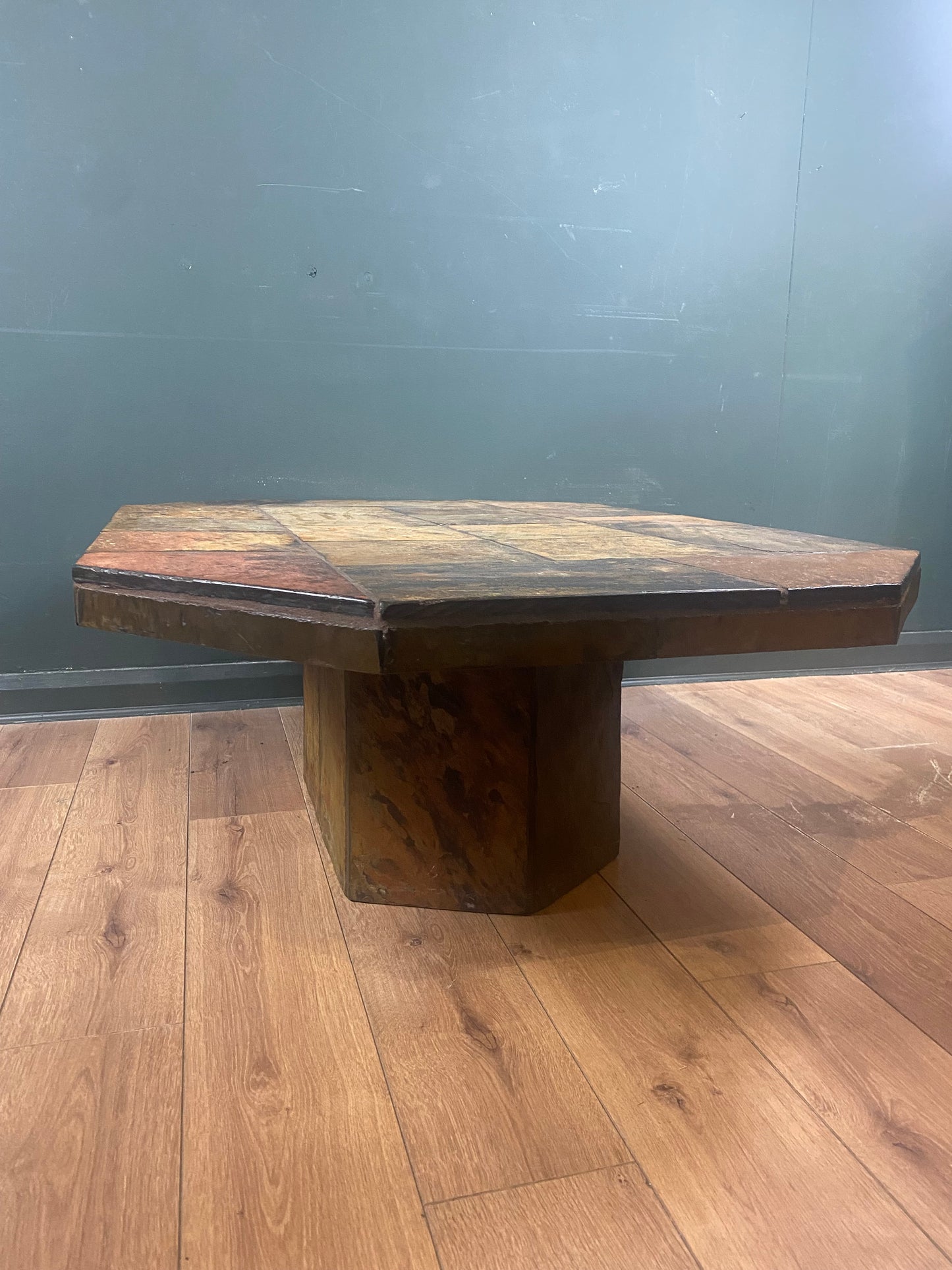 Brutalist vintage slate coffee table