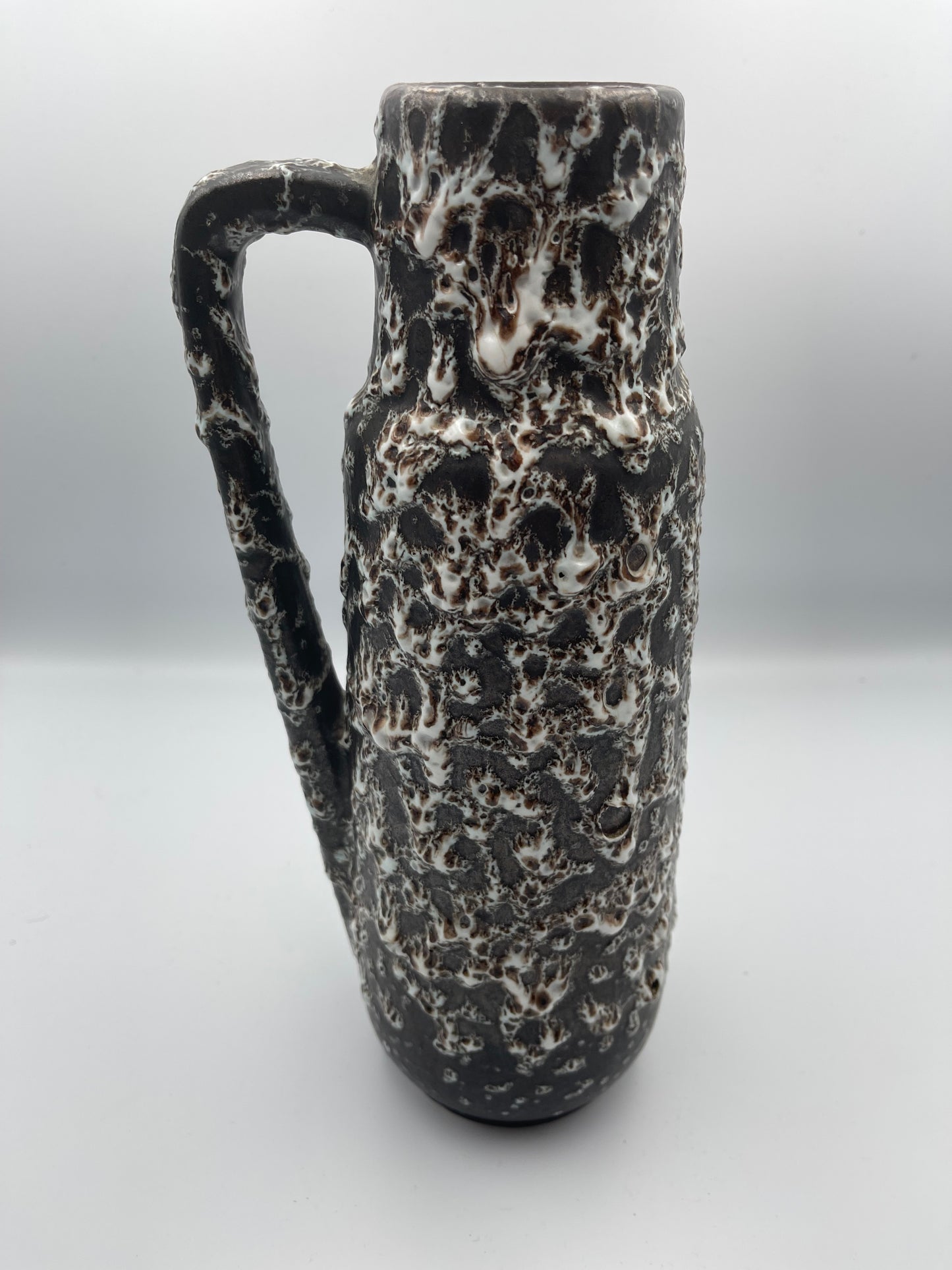 Keramik handled vase with volcanic Fat Lava drip glaze.