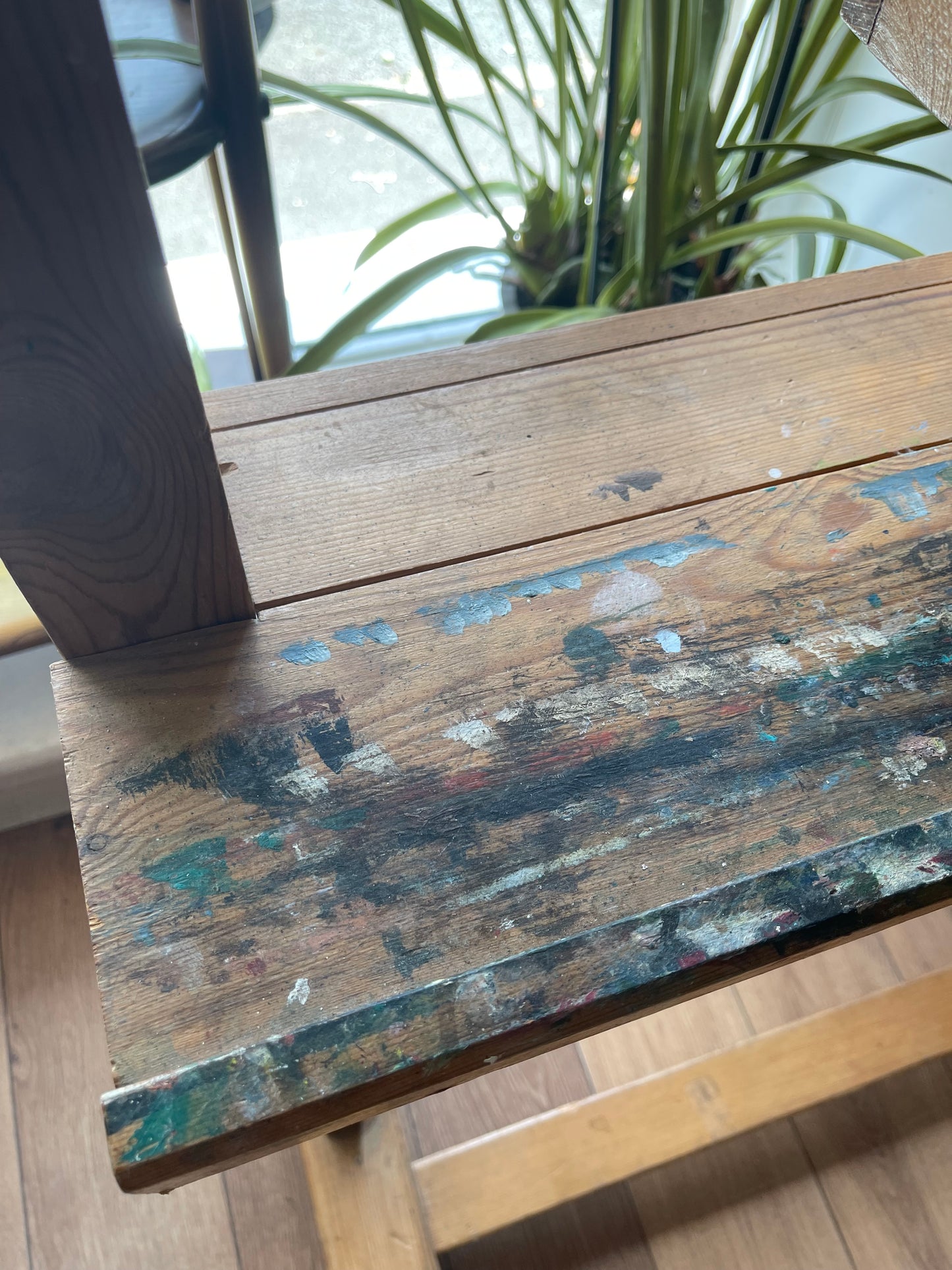 Antique beech wood large artist's easel