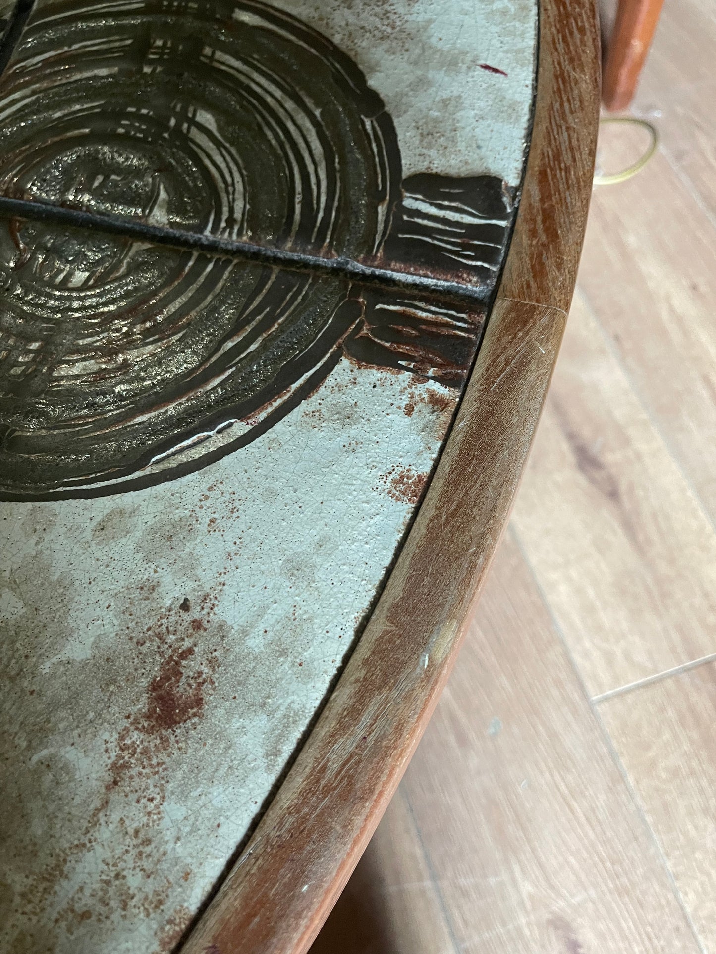 Danish Midcentury round tile topped table by Ox Art and Trioh