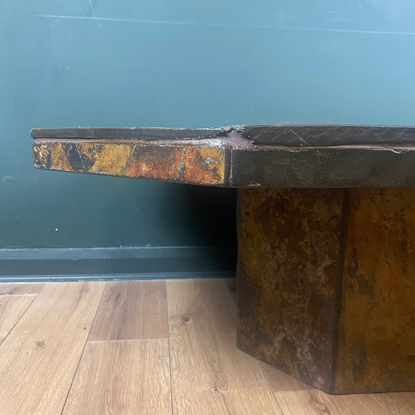 Brutalist vintage slate coffee table