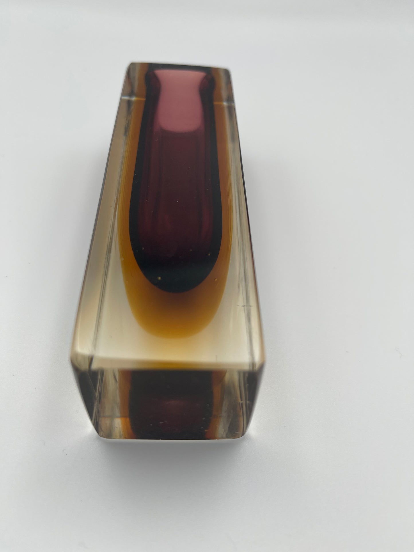 Sommerso Murano glass block vase 1970