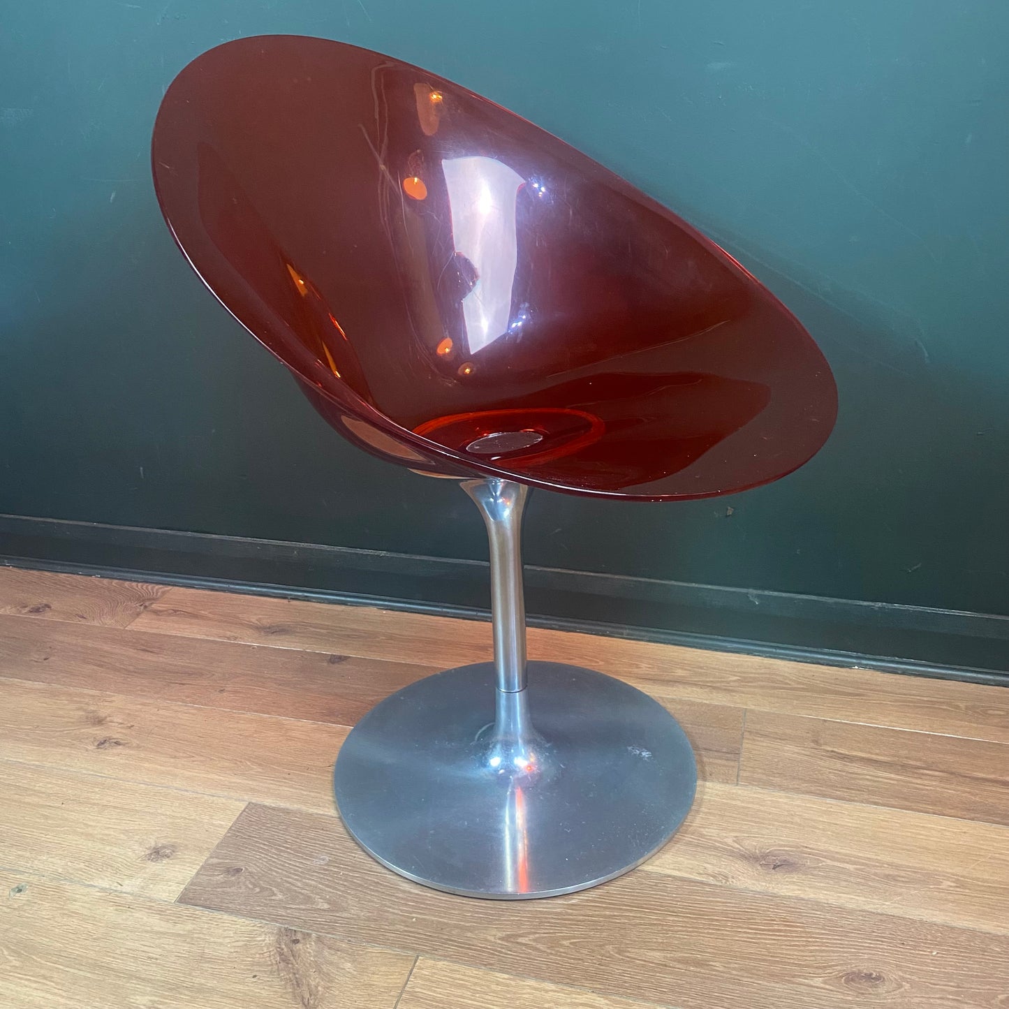 Eros Kartell red spinning chair by Stark