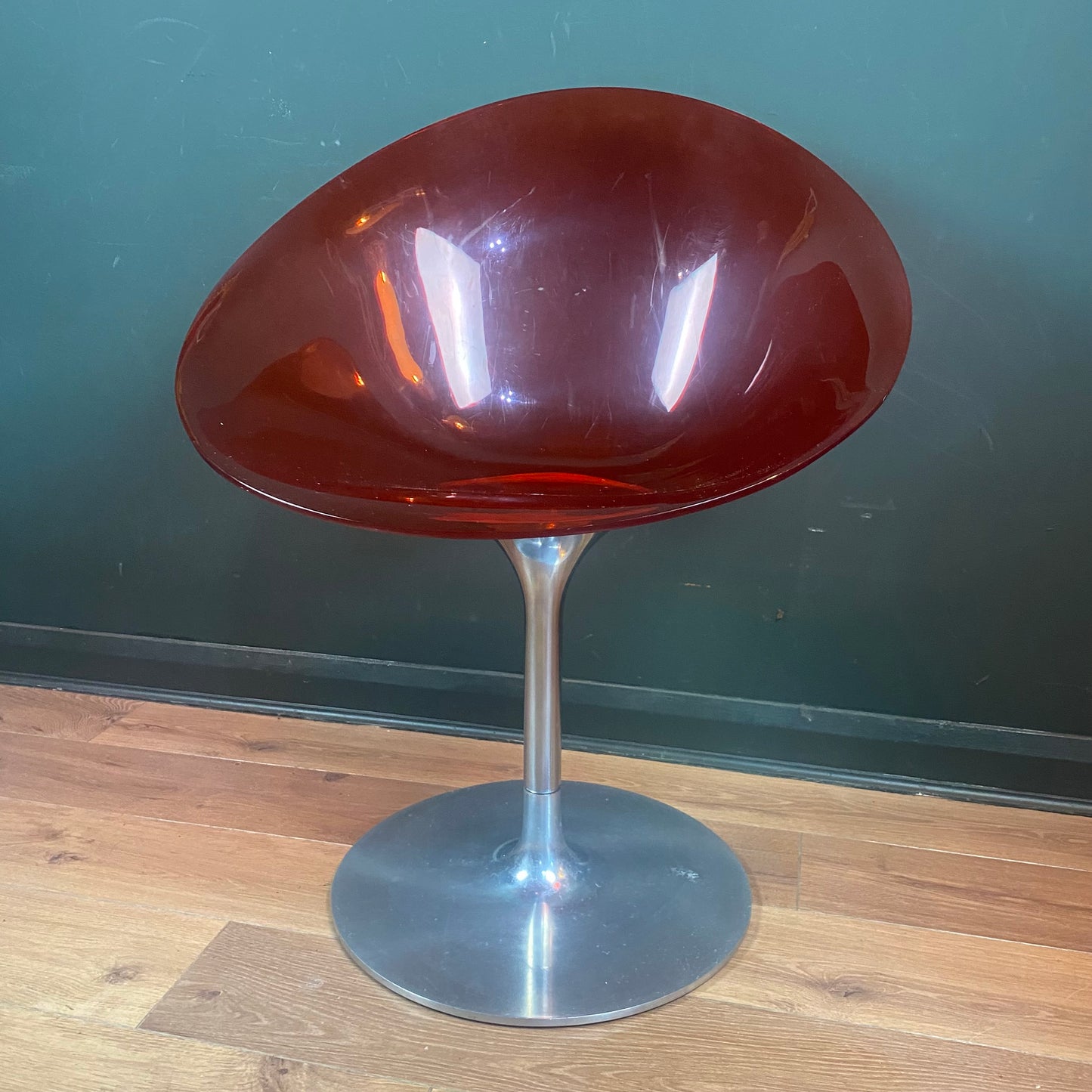 Eros Kartell red spinning chair by Stark