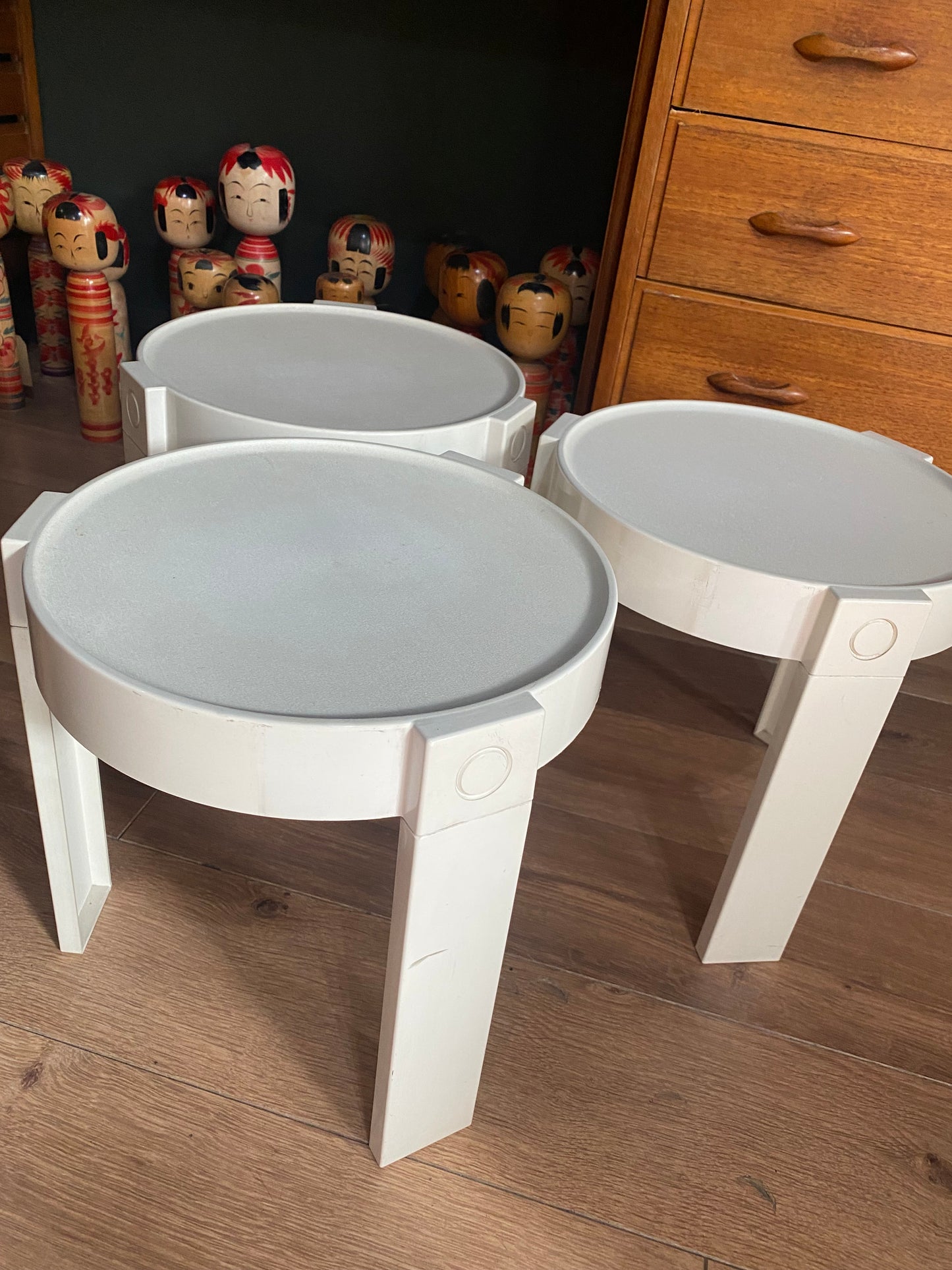 Modernist 1970s set of plastic nesting tables
