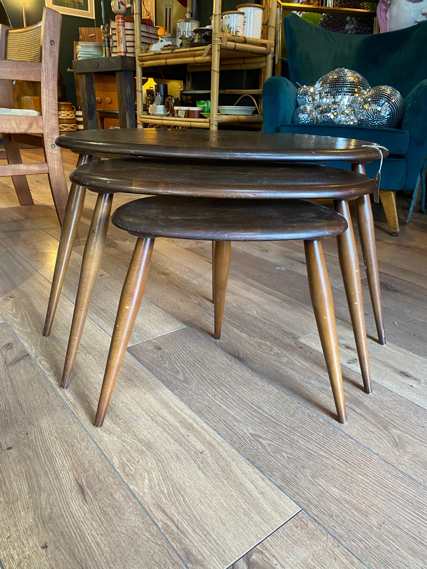 Nest of pebble tables by Ercol 1960s blue label model 354