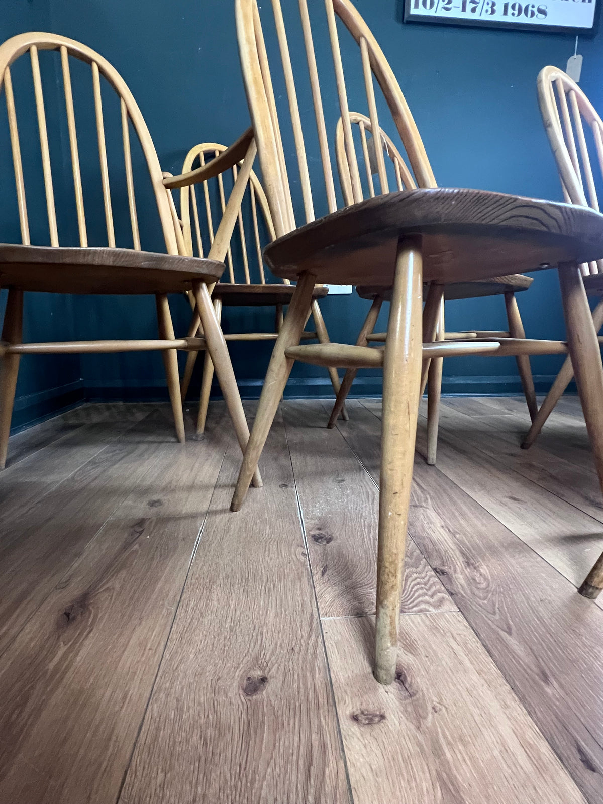 Set of 6 blonde Ercol Quaker dinning chairs