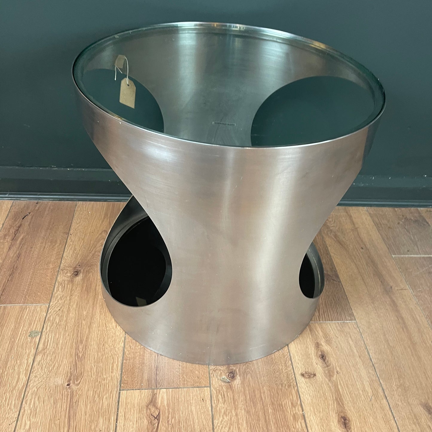 1980's brushed chrome bedside table