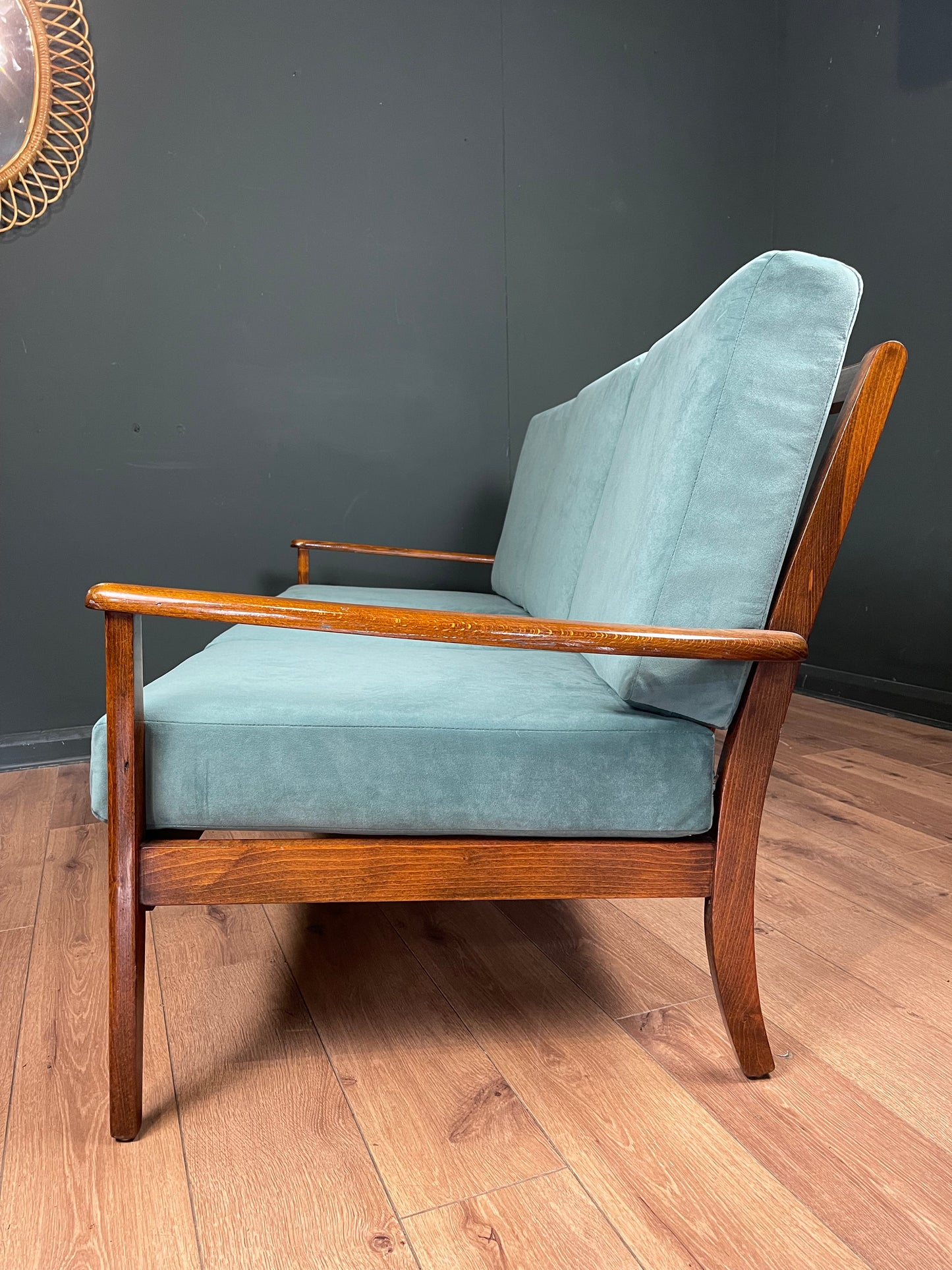 Danish rosewood framed sofa newly upholstered.