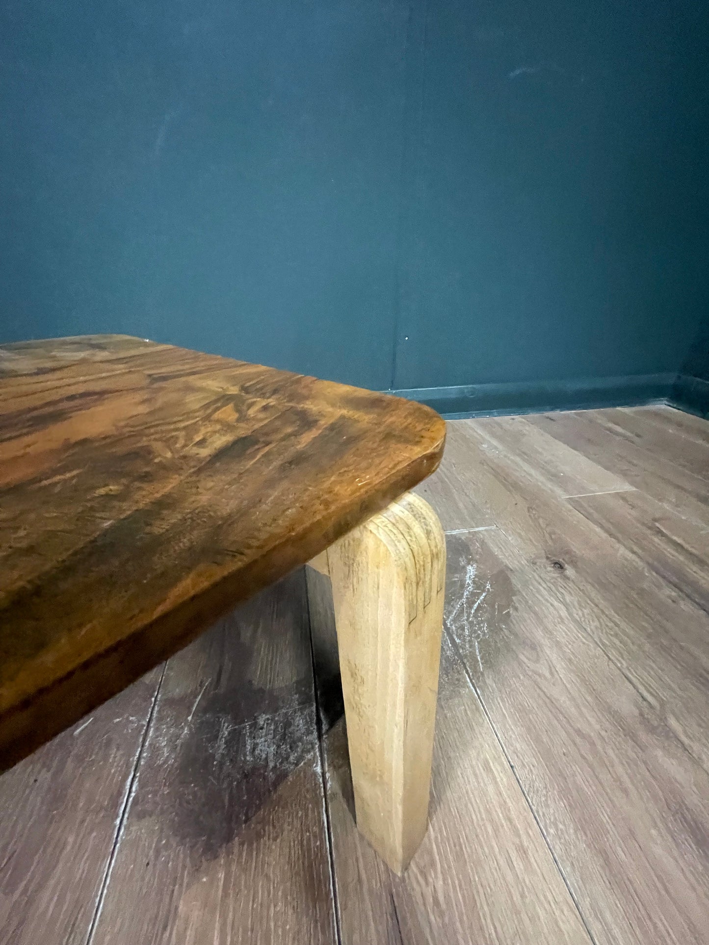 Walnut veneer coffee table with birch wood legs by Alvar Alto