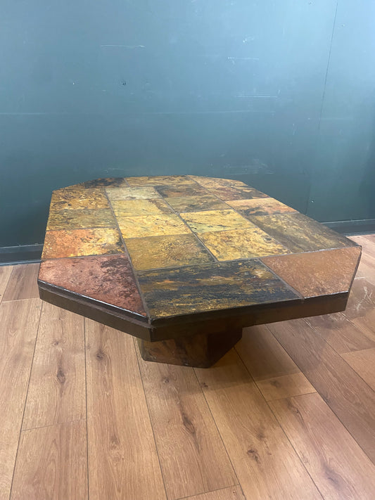 Brutalist vintage slate coffee table