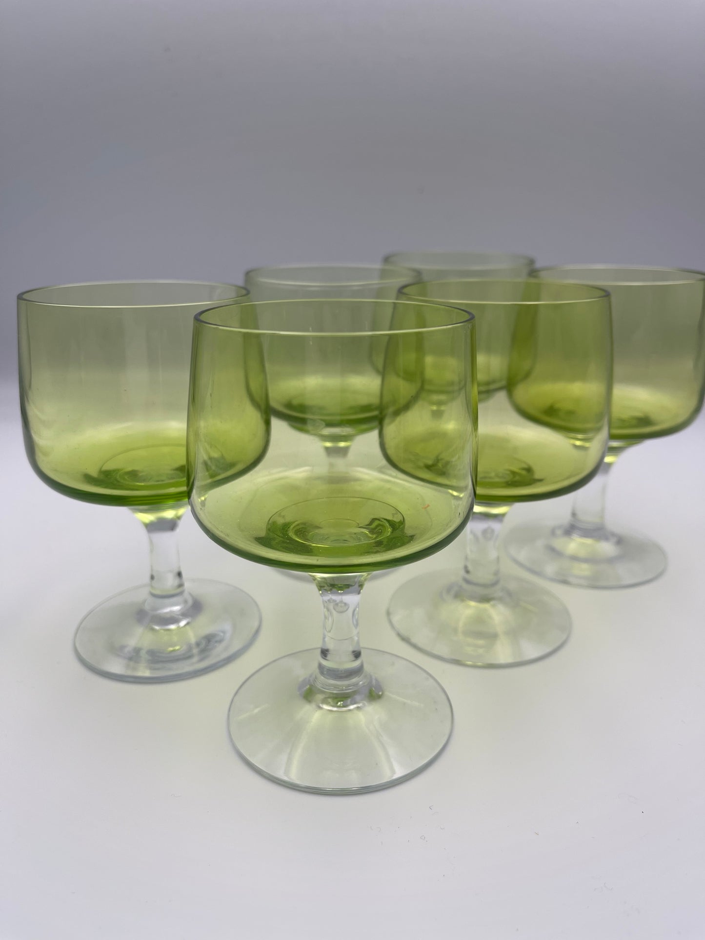 Vintage Danish Holmegaard Mandalay Green white wine glasses