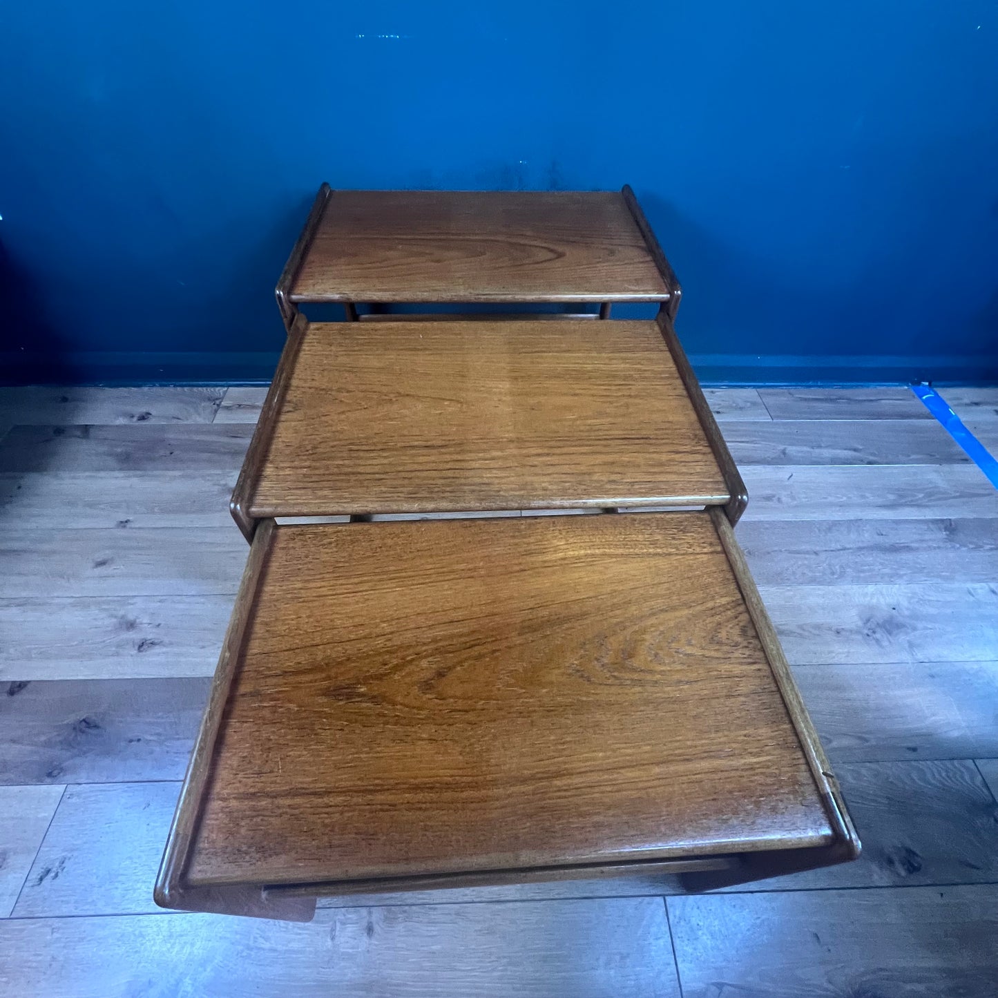 Danish midcentury teak nesting tables  by Arne Hovmand-Olsen.