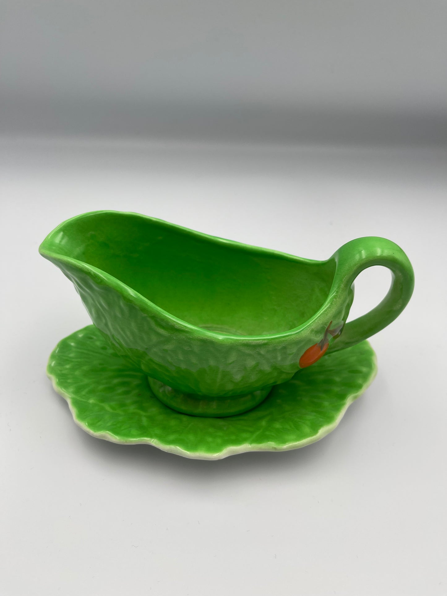 Carlton Ware cabbage leaf gravy boat and saucer.