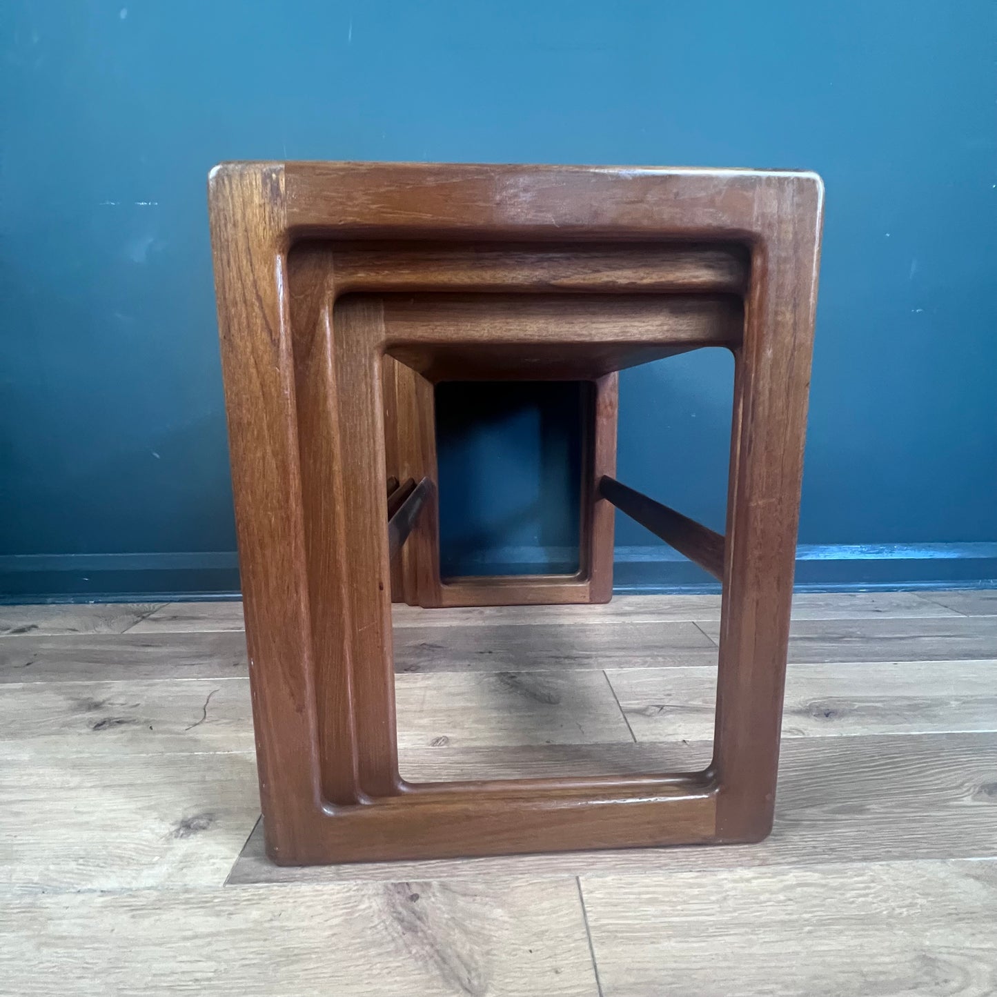 Danish midcentury teak nesting tables  by Arne Hovmand-Olsen.
