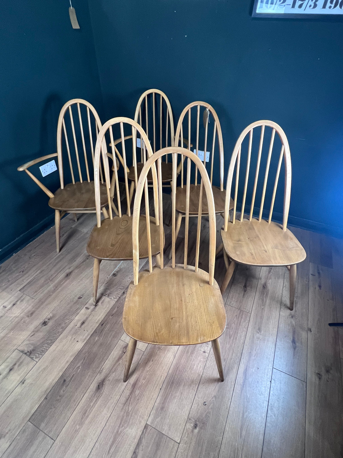 Set of 6 blonde Ercol Quaker dinning chairs