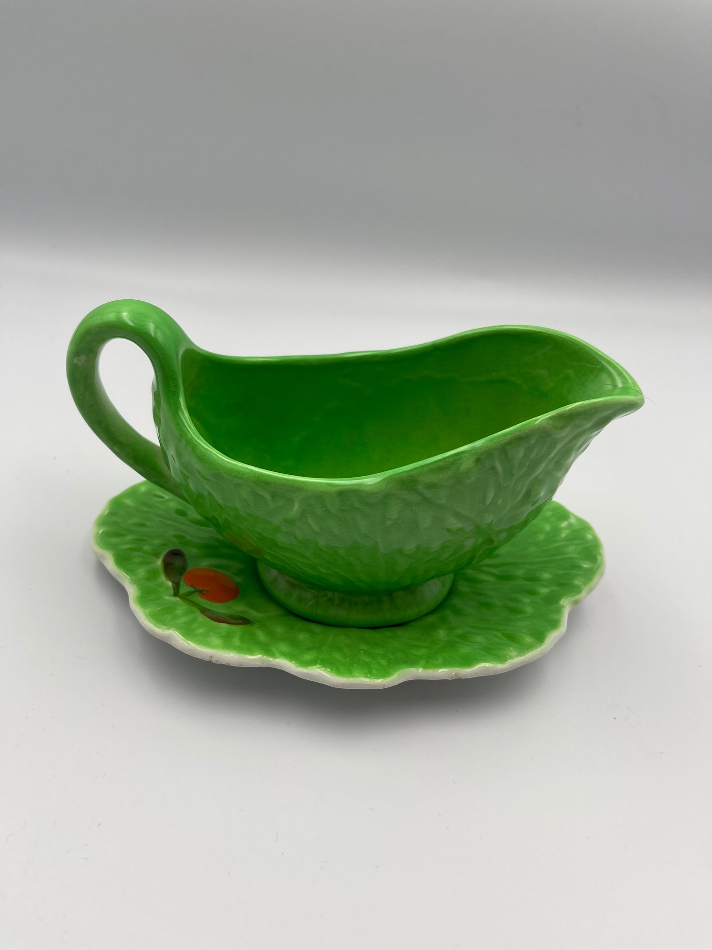 Carlton Ware cabbage leaf gravy boat and saucer.