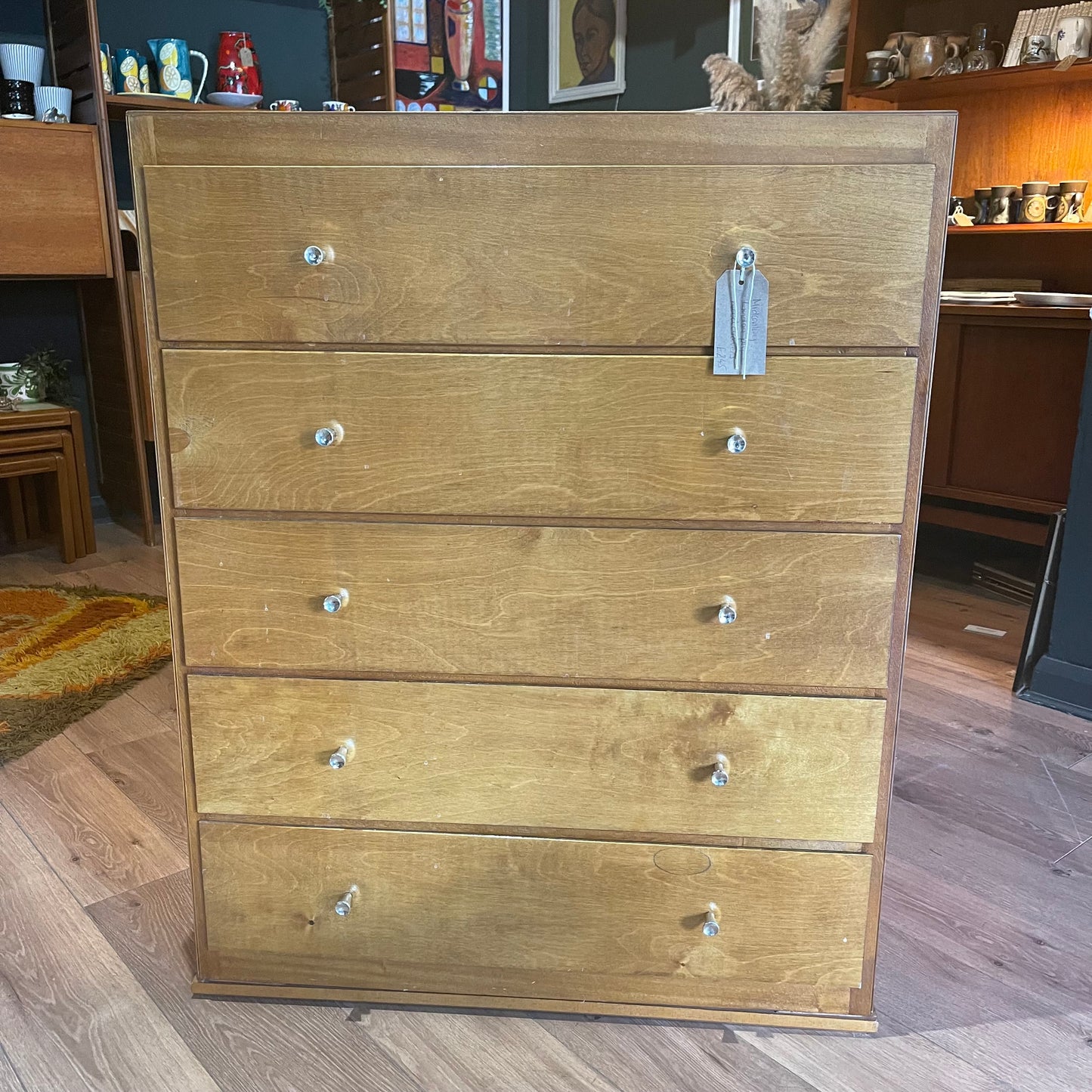 Liden midcentury plywood chest of drawers