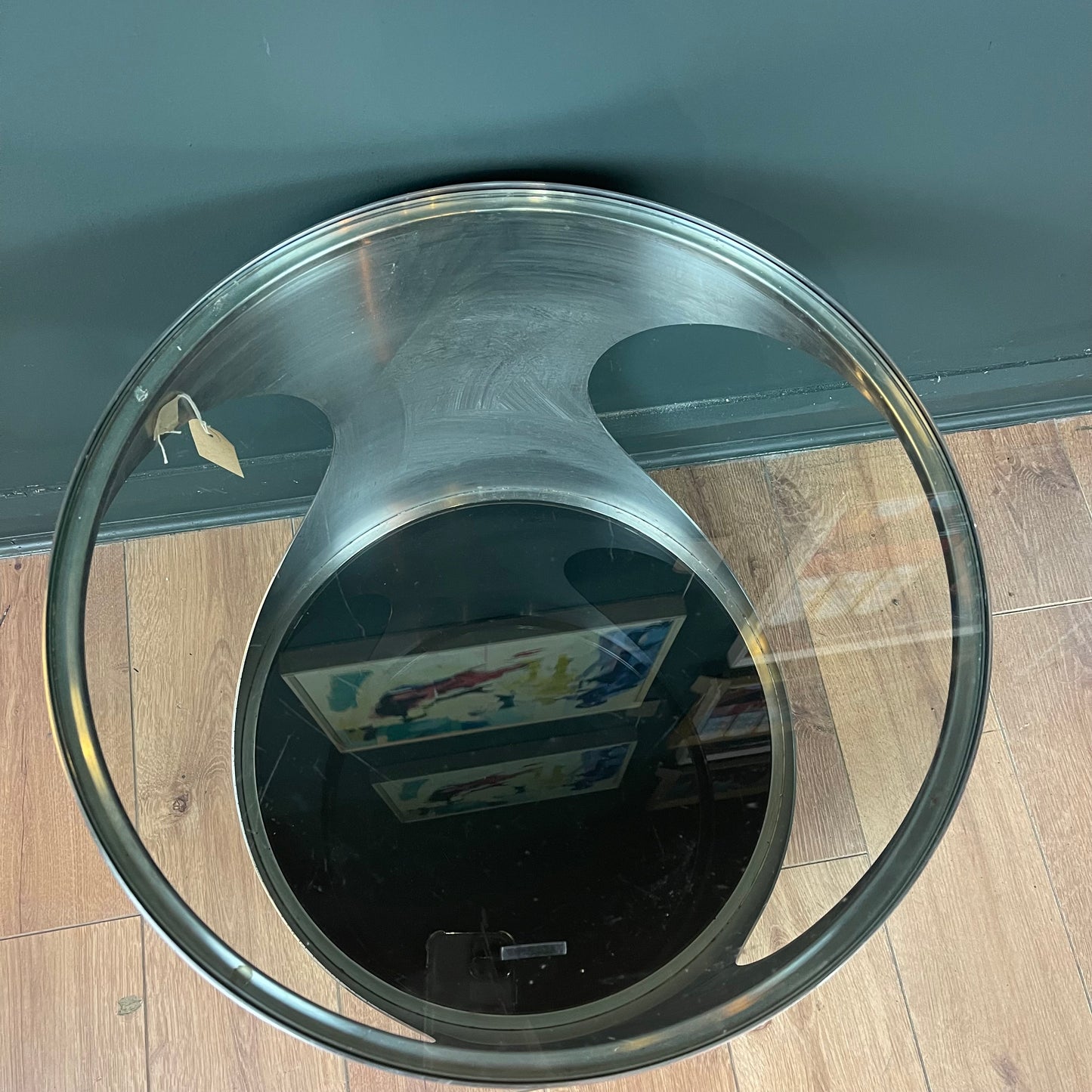 1980's brushed chrome bedside table