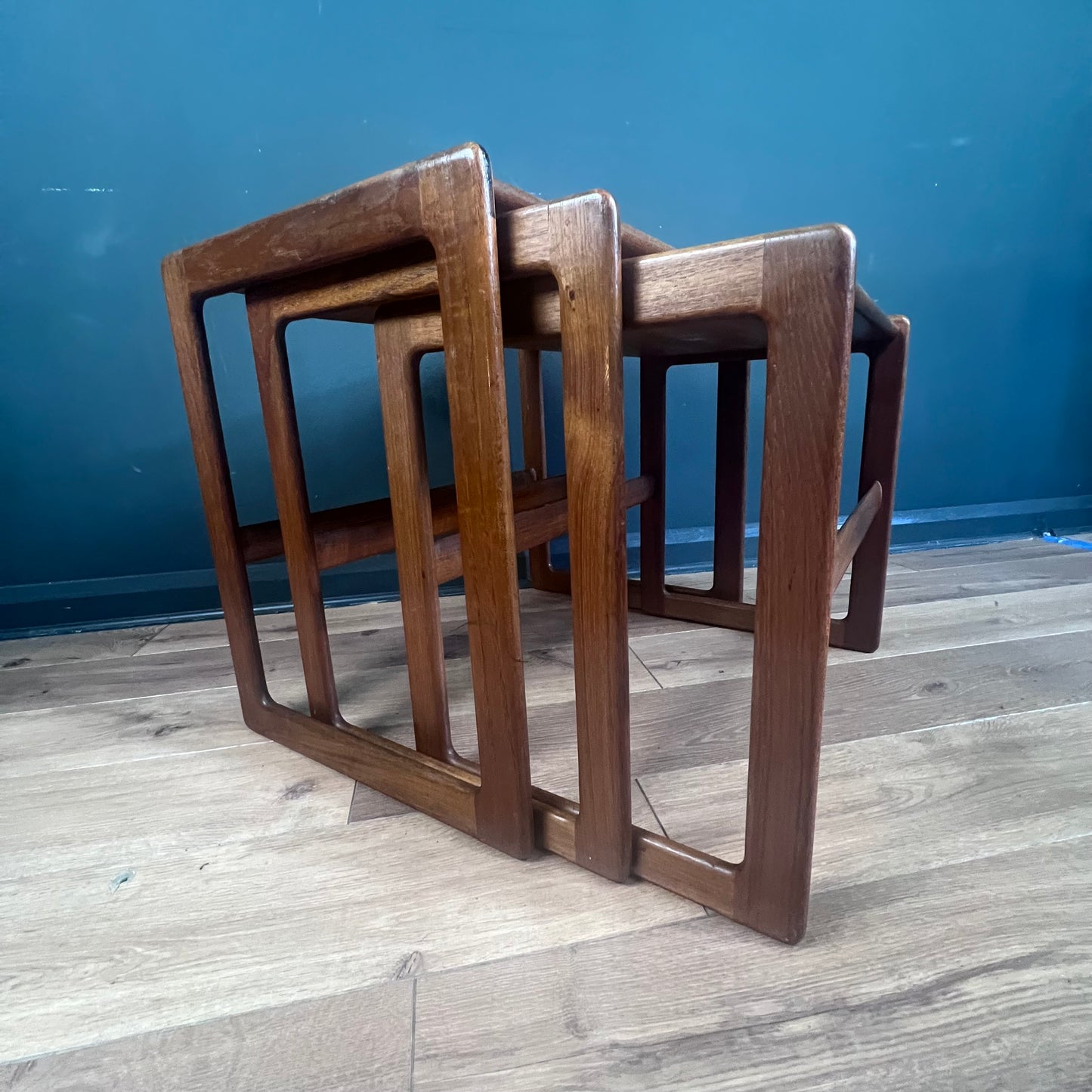 Danish midcentury teak nesting tables  by Arne Hovmand-Olsen.
