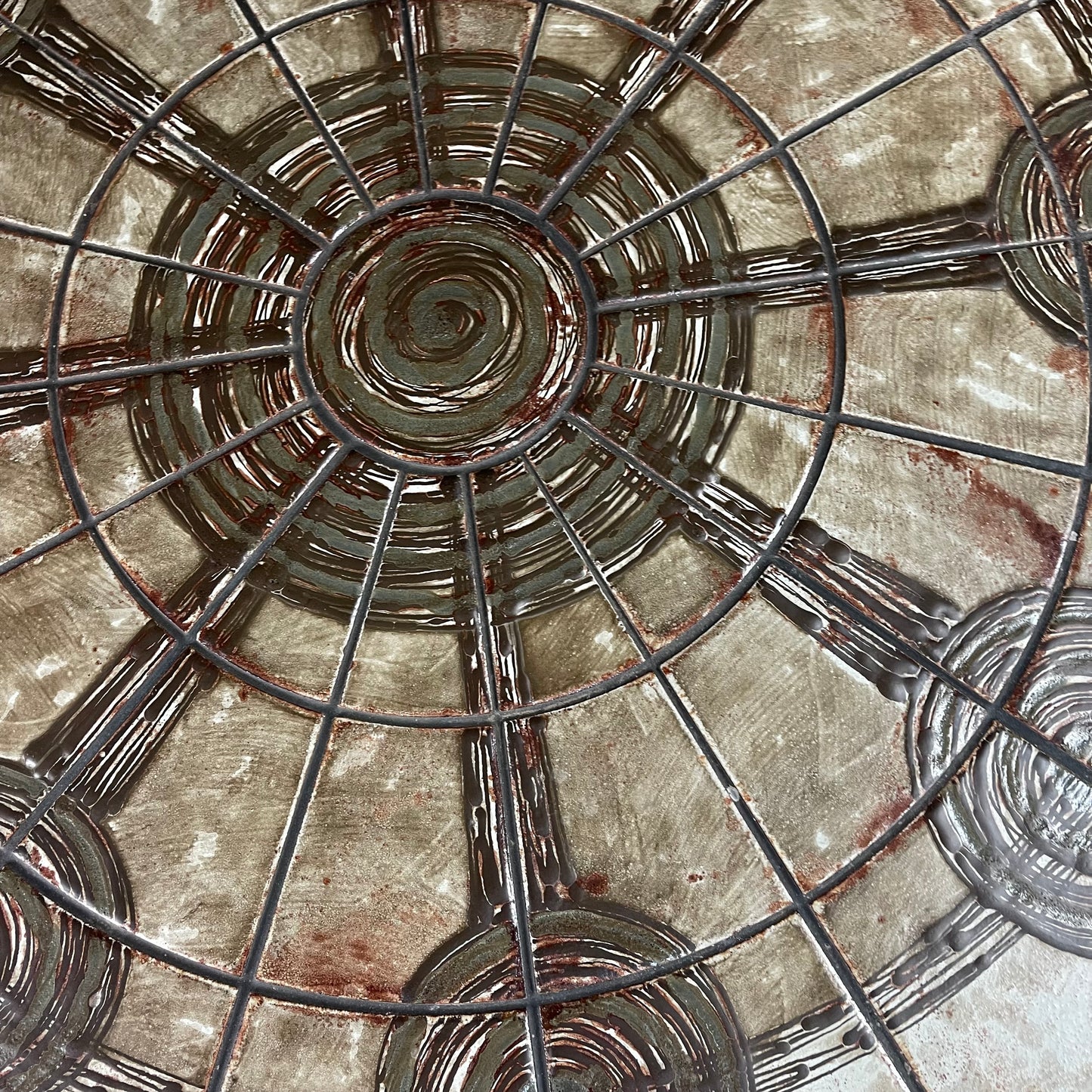 Danish Midcentury round tile topped table by Ox Art and Trioh