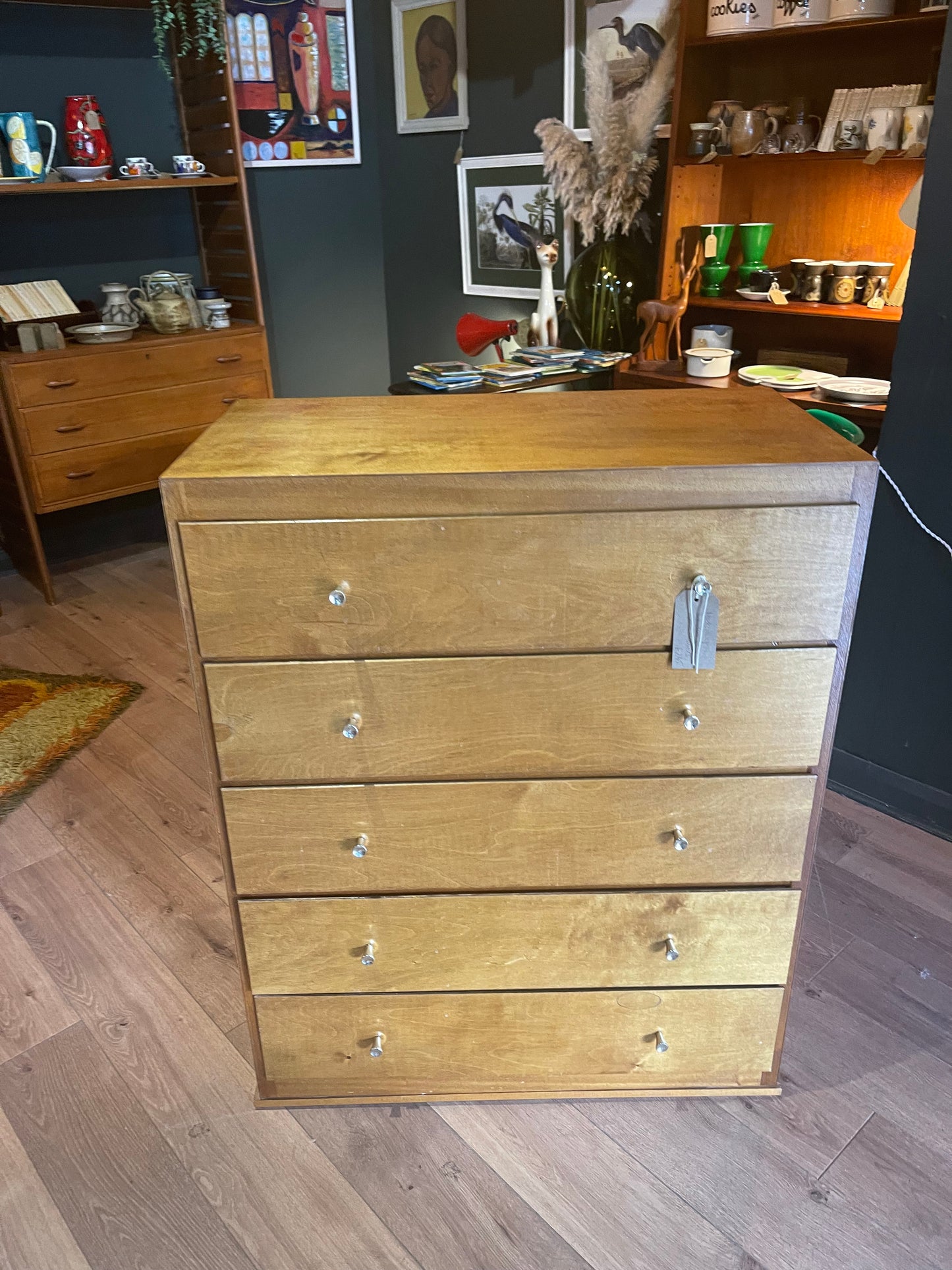 Liden midcentury plywood chest of drawers