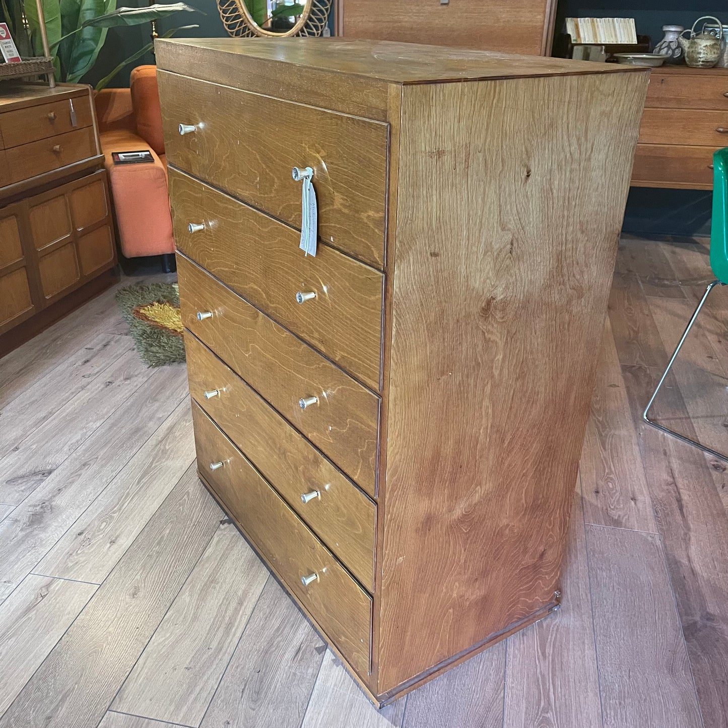 Liden midcentury plywood chest of drawers