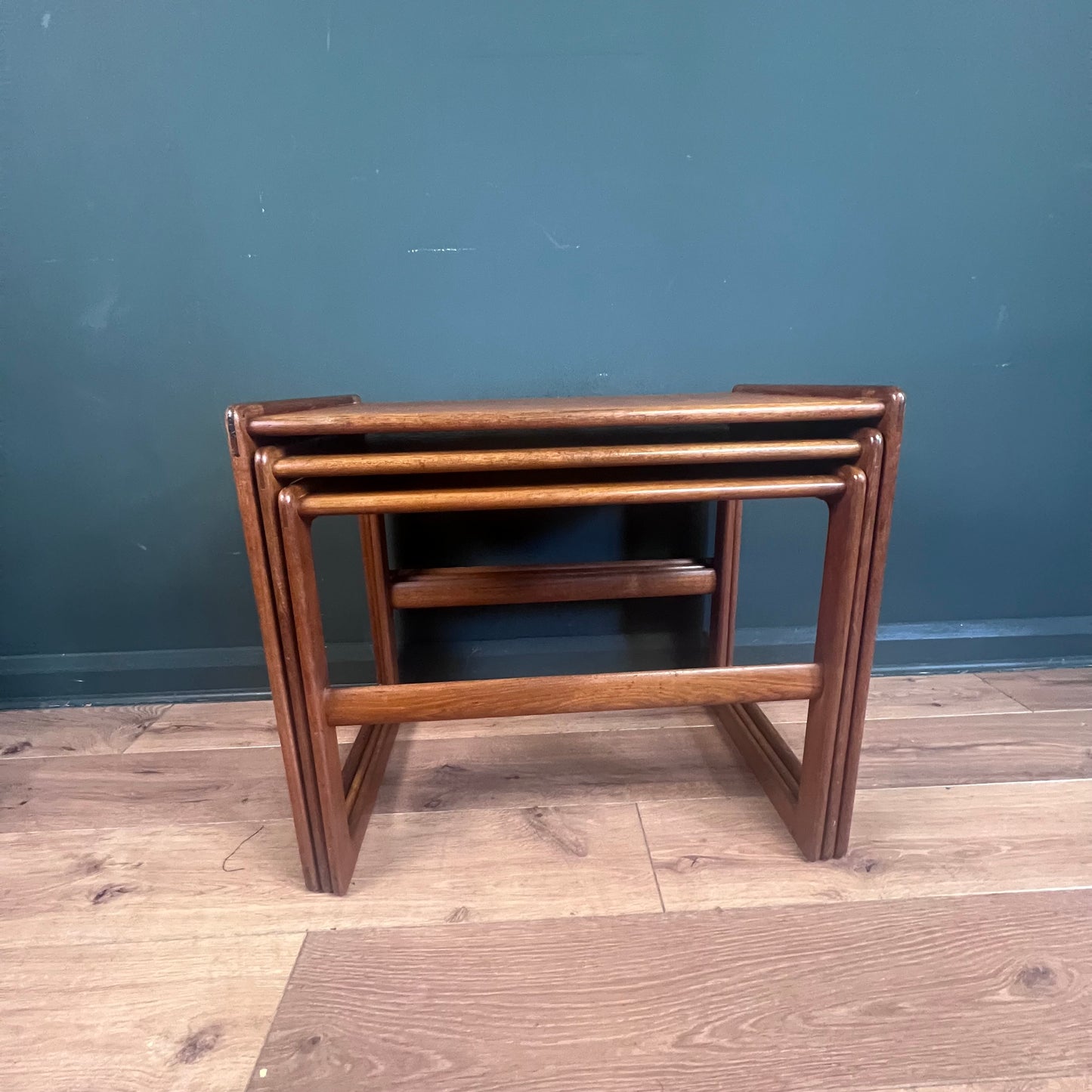 Danish midcentury teak nesting tables  by Arne Hovmand-Olsen.