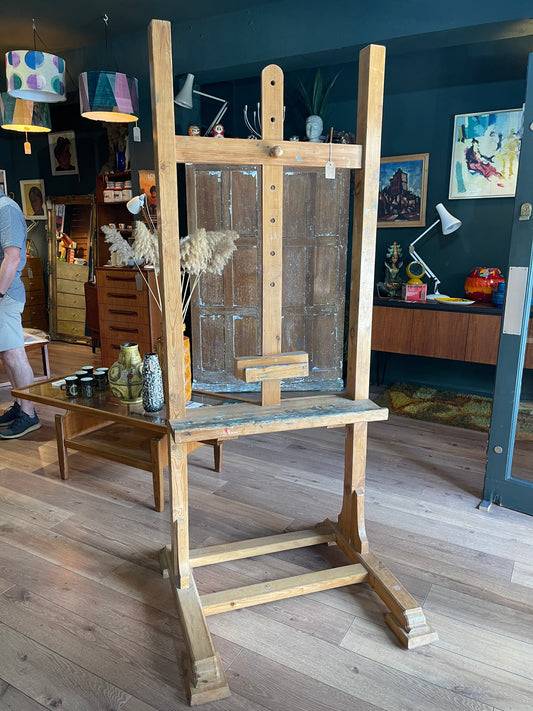 Antique beech wood large artist's easel