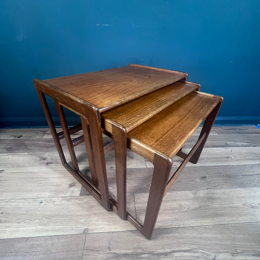 Danish midcentury teak nesting tables  by Arne Hovmand-Olsen.