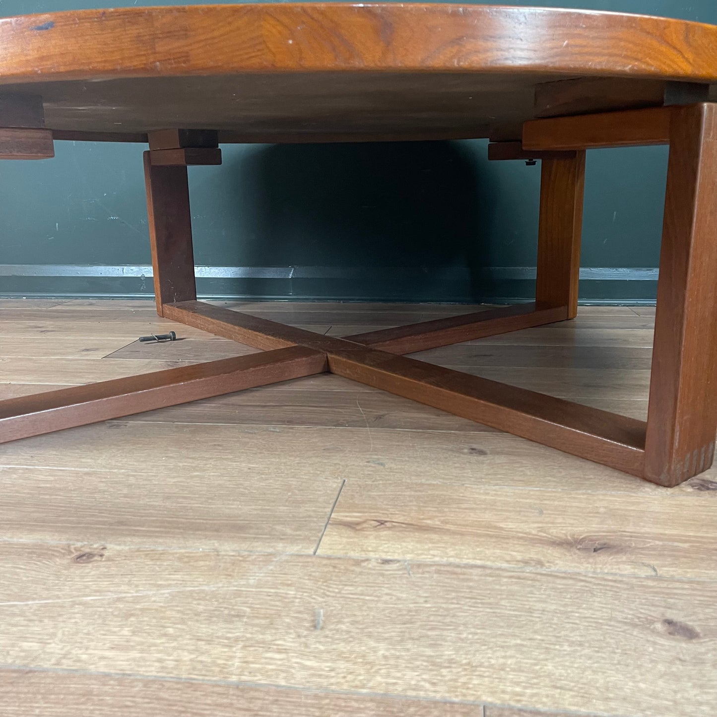 Danish Midcentury round tile topped table by Ox Art and Trioh