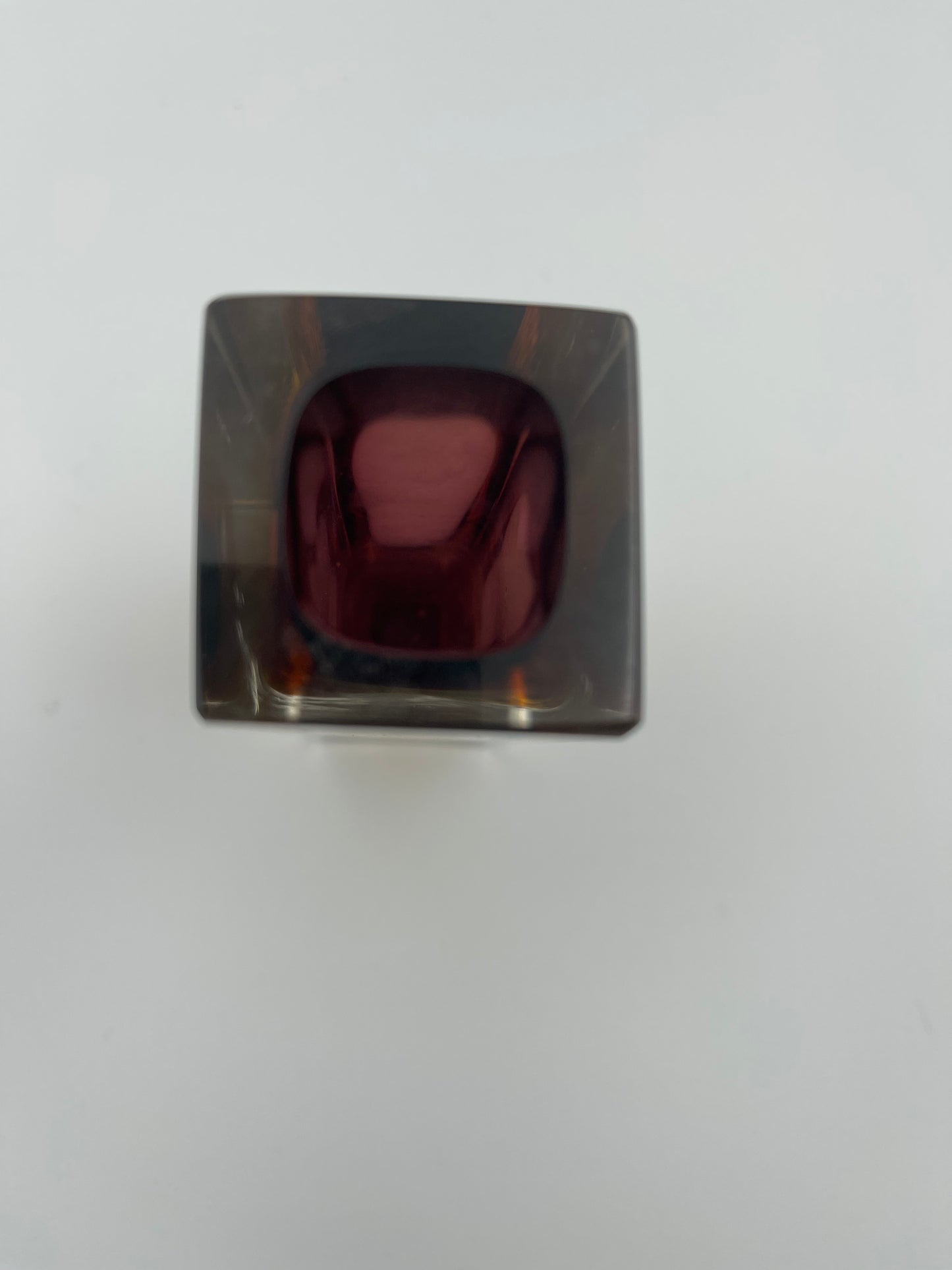Sommerso Murano glass block vase 1970