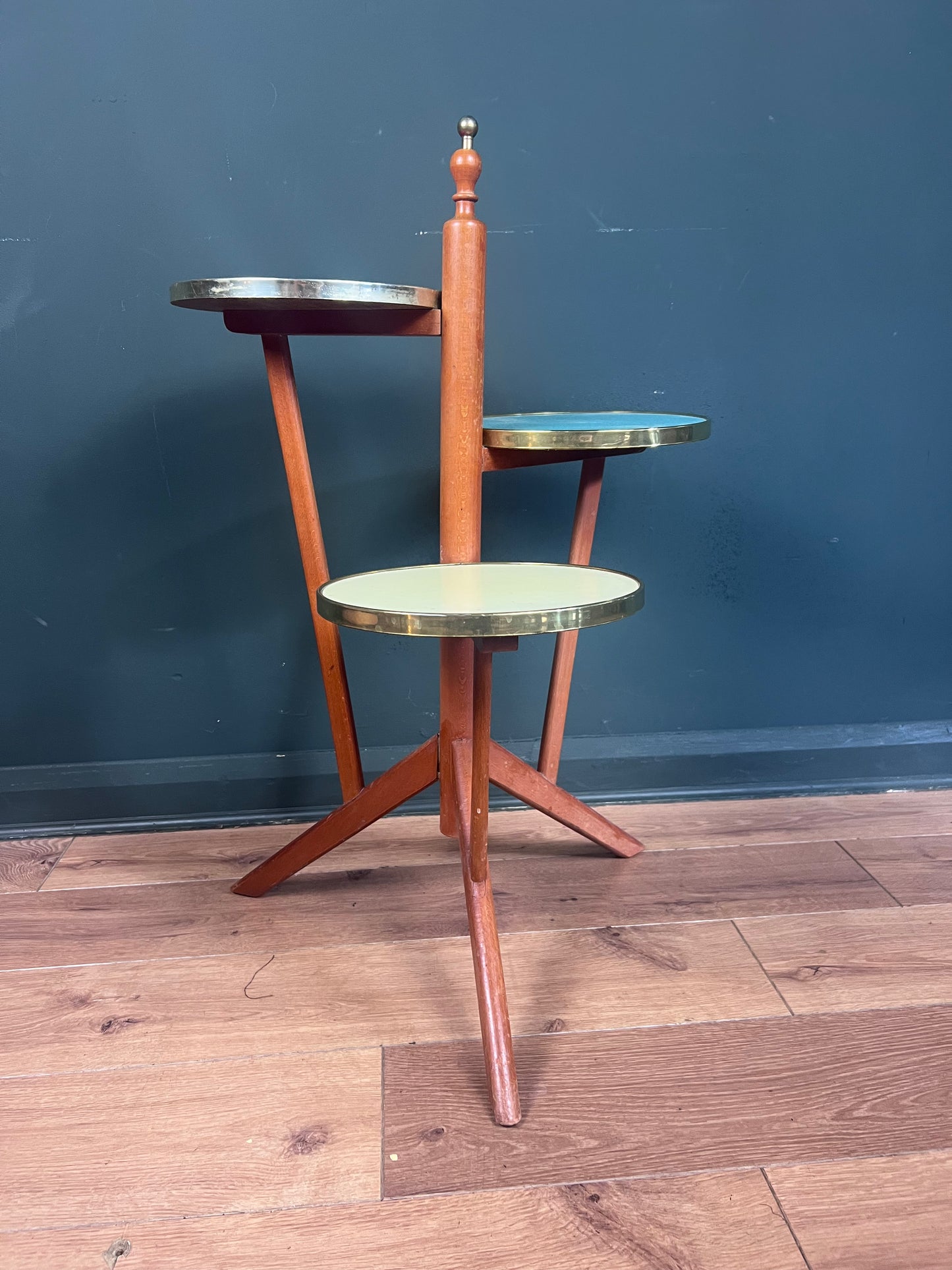 Rare German beech and Formica tri colour 1960s plant stand.