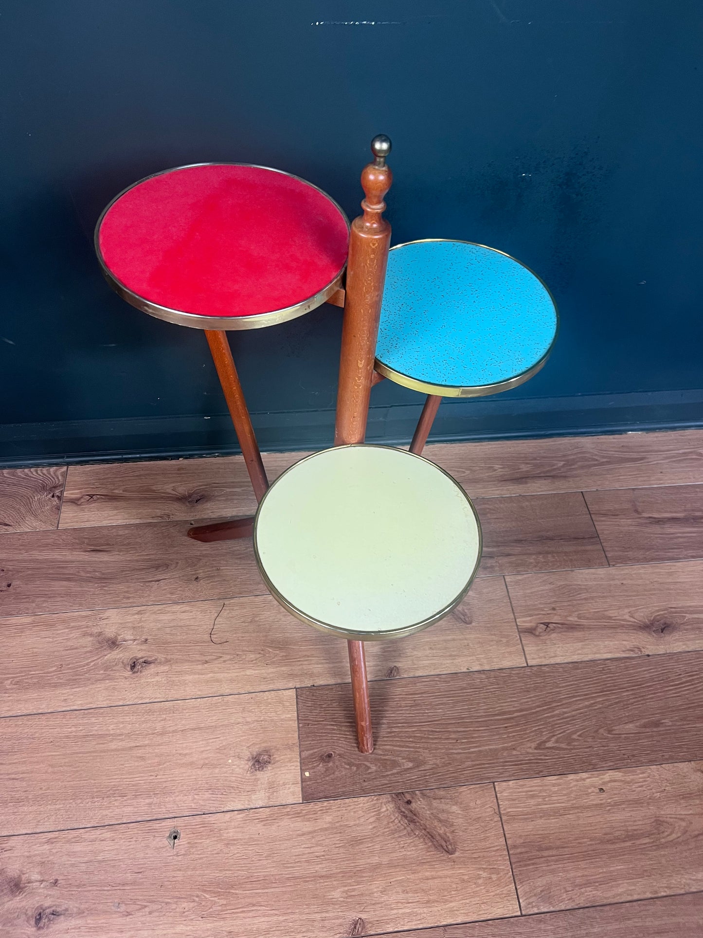 Rare German beech and Formica tri colour 1960s plant stand.