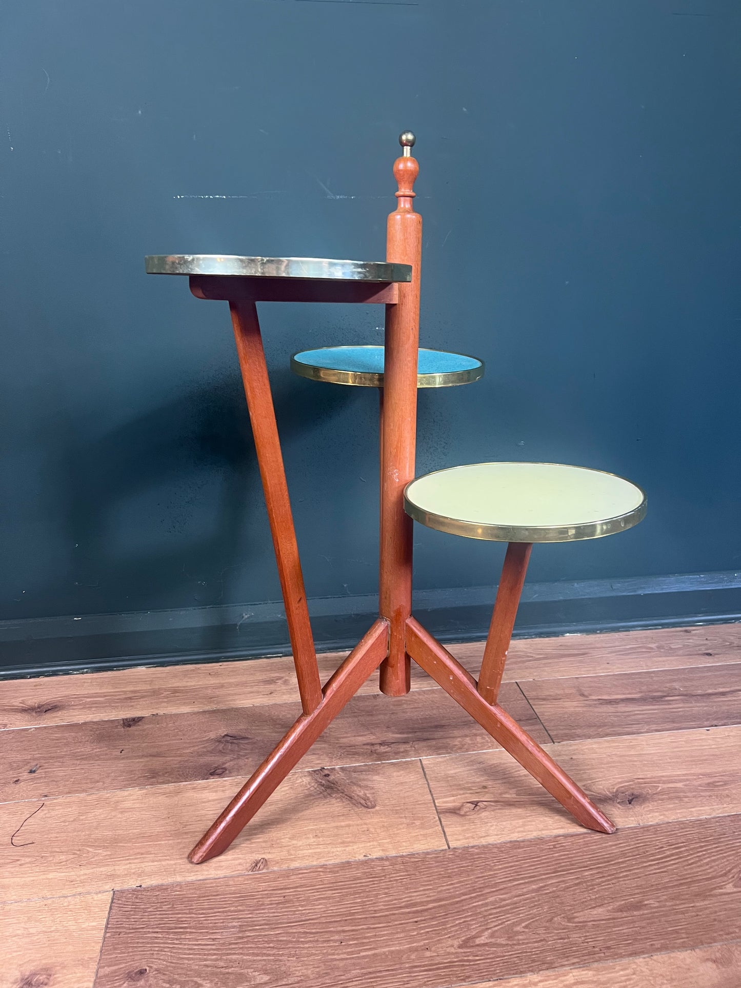 Rare German beech and Formica tri colour 1960s plant stand.