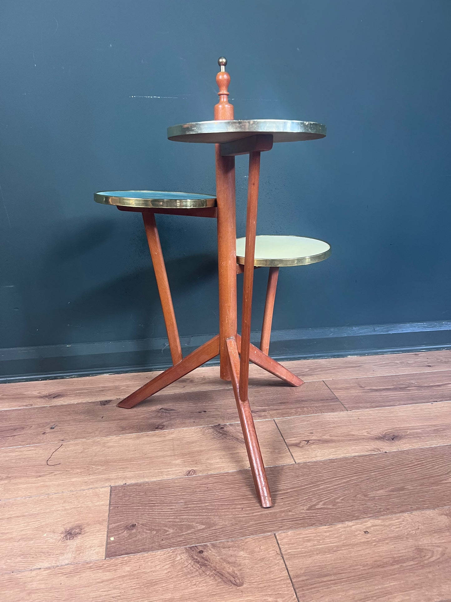 Rare German beech and Formica tri colour 1960s plant stand.