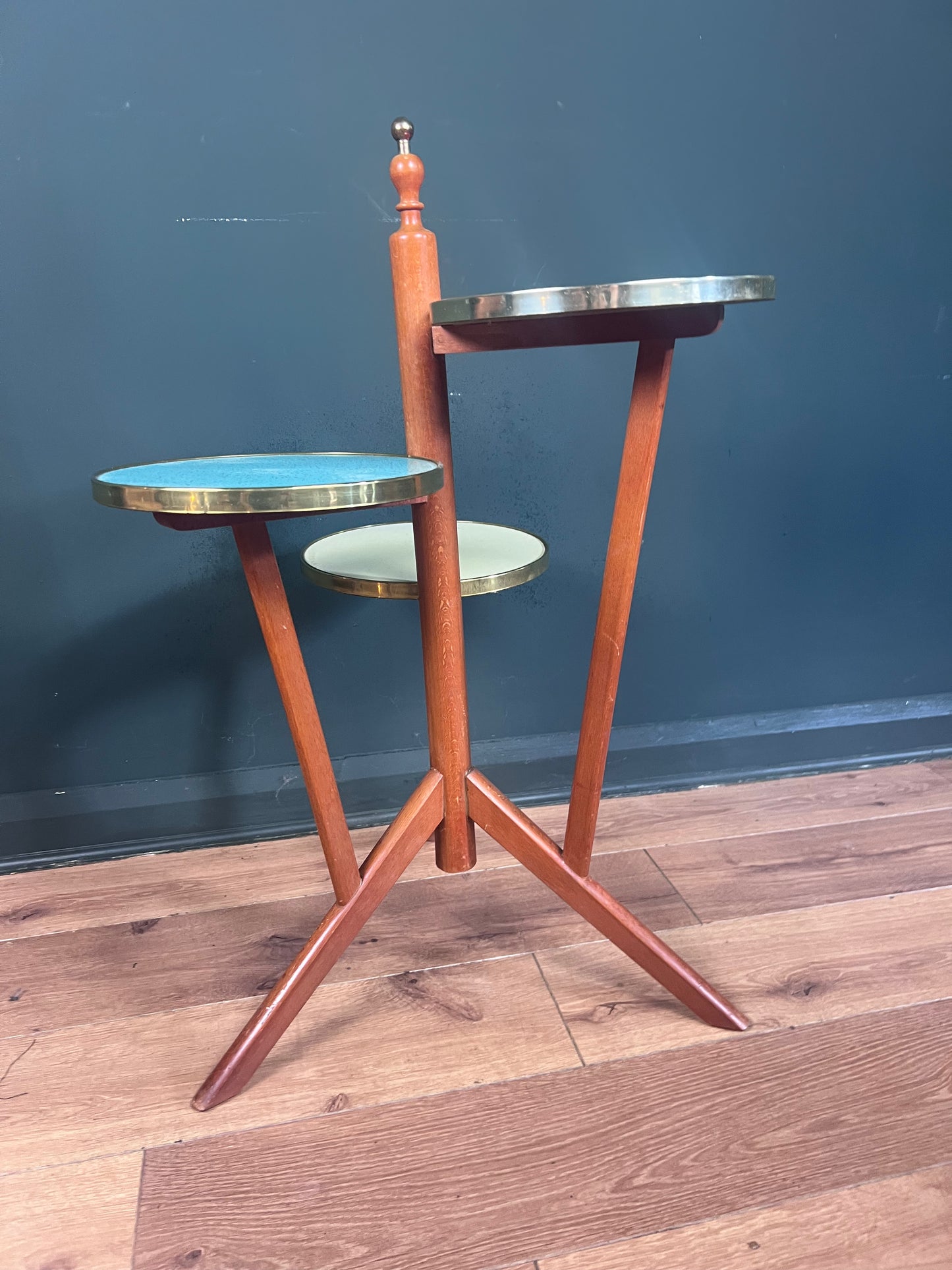 Rare German beech and Formica tri colour 1960s plant stand.