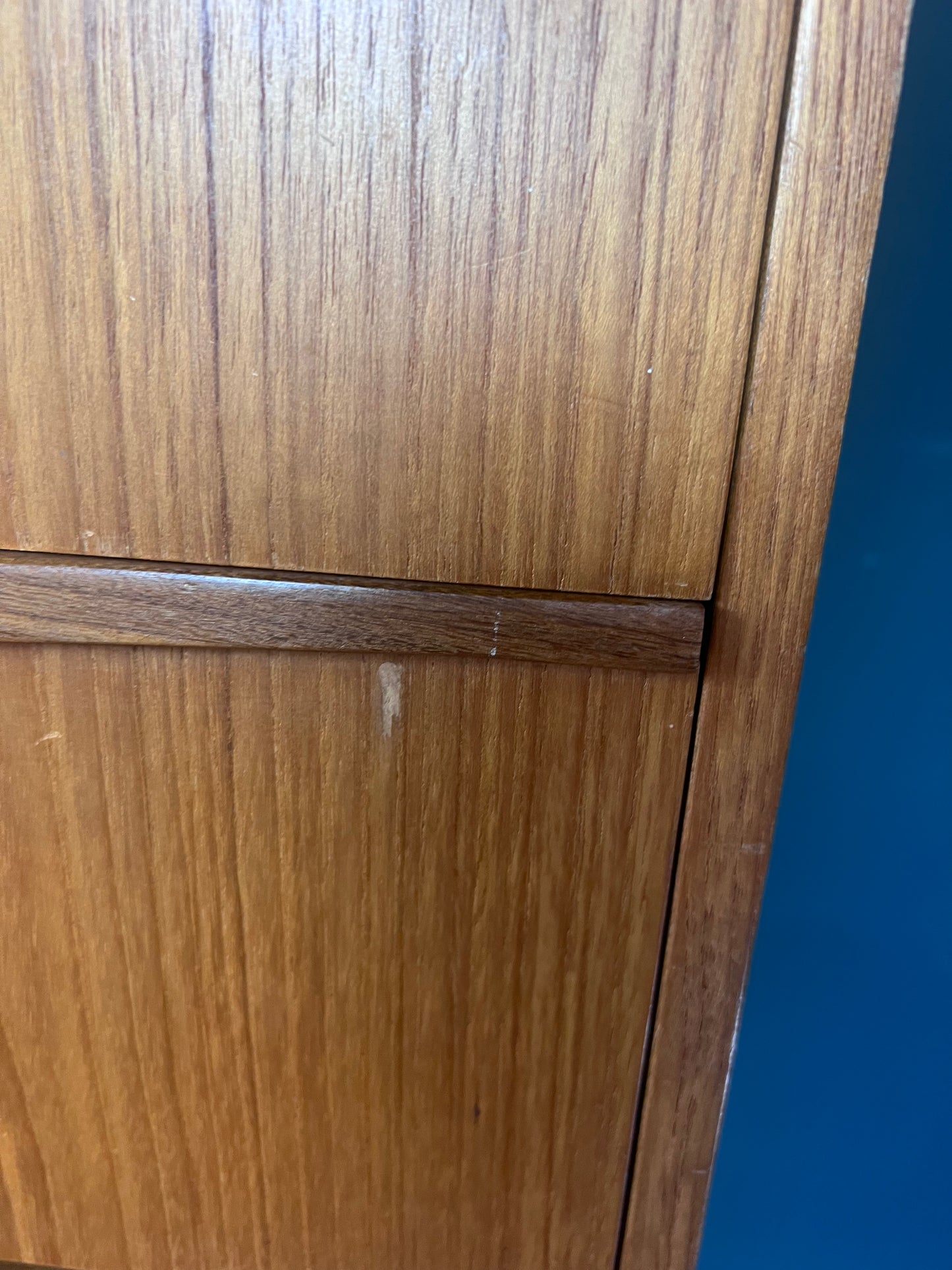 Midcentury teak tall boy with 6 drawers