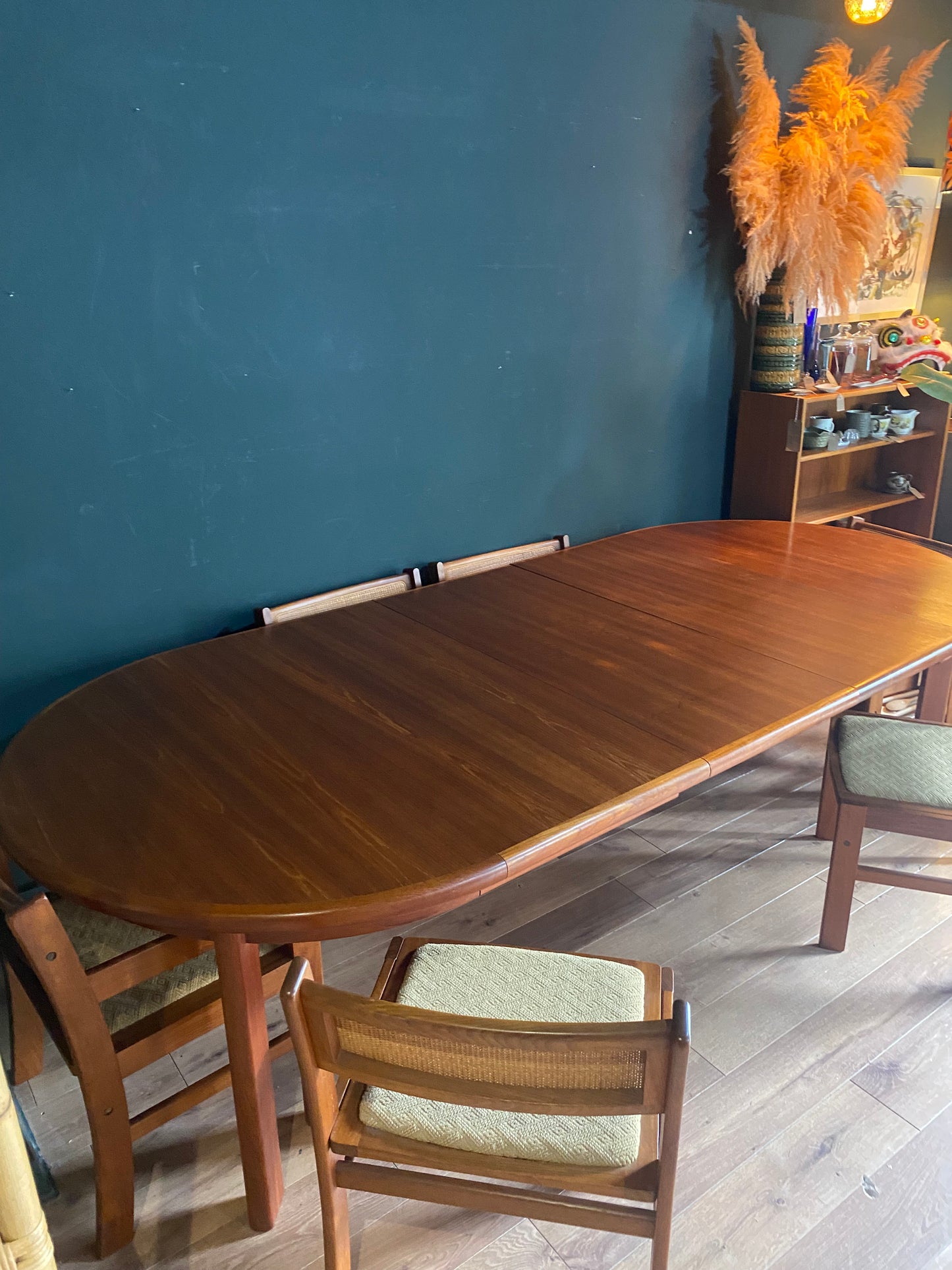 Midcentury, Danish, teak extending dinning table and chairs