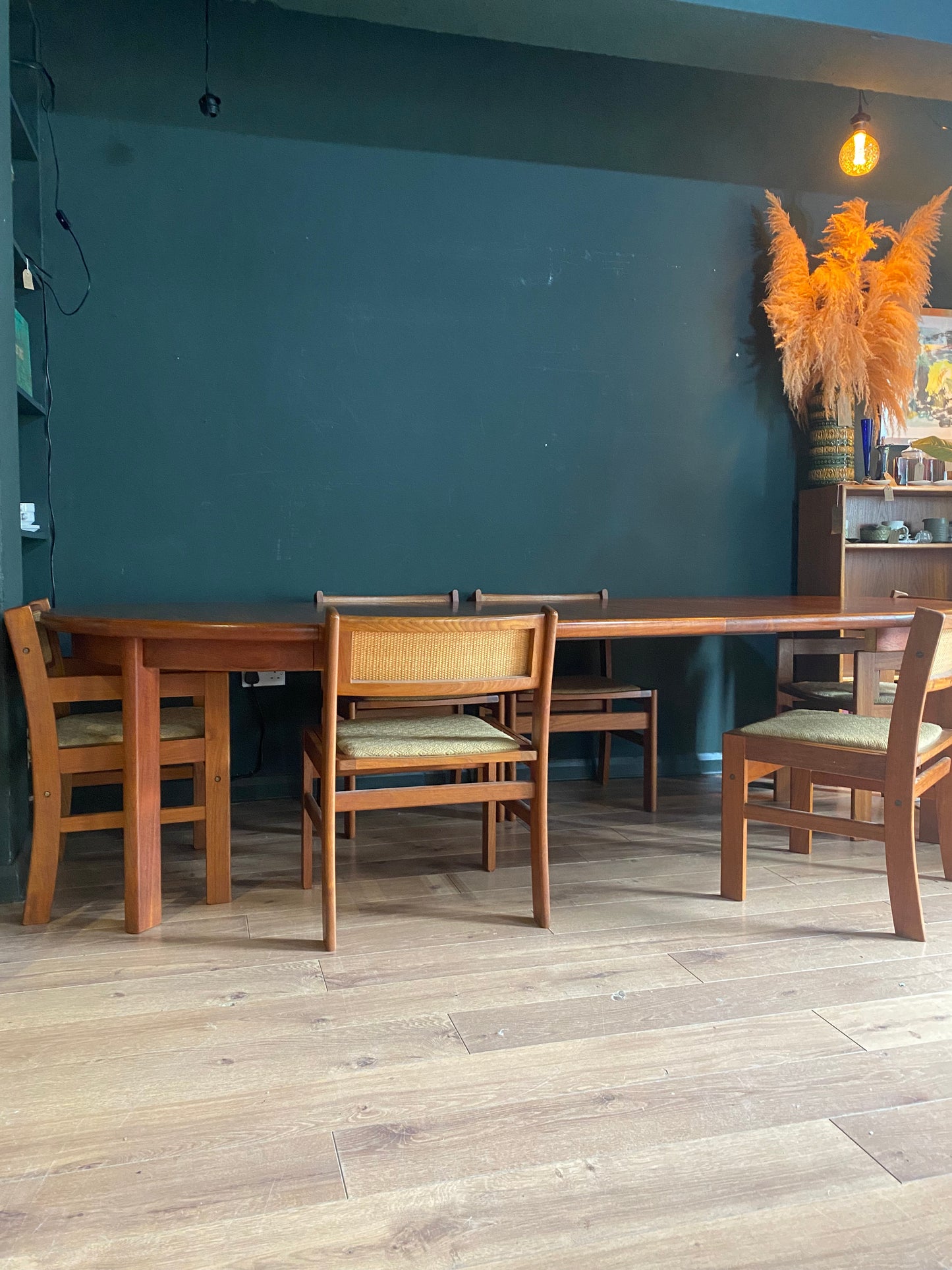 Midcentury, Danish, teak extending dinning table and chairs